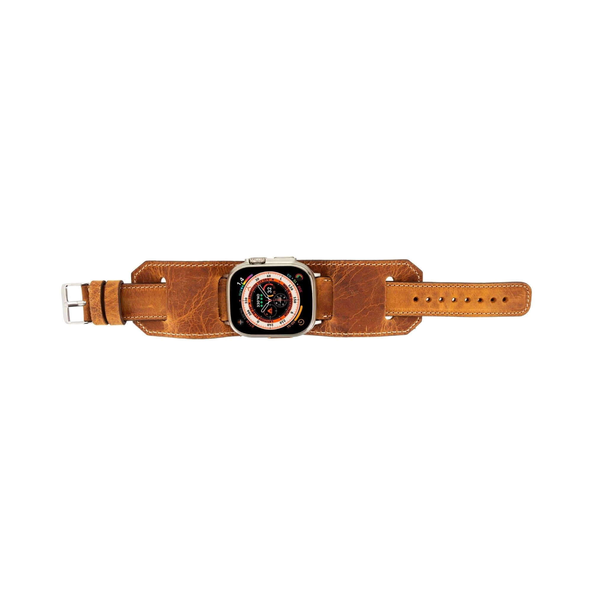 Moorcroft Cuff Leather Bands for Apple Watch Ultra,8,7 and SE - 45/44/42mm - Brown - TORONATA