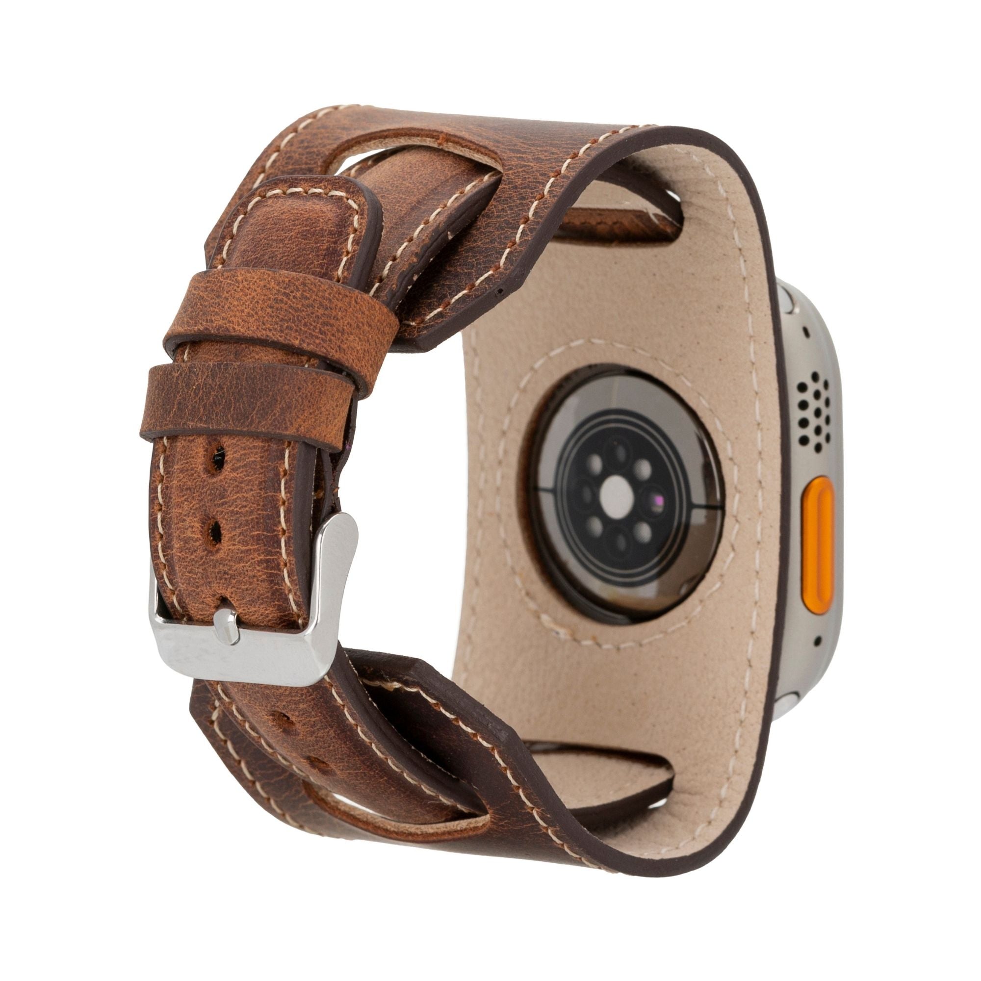 Moorcroft Cuff Leather Bands for Apple Watch Ultra,8,7 and SE - 45/44/42mm - Dark Brown - TORONATA