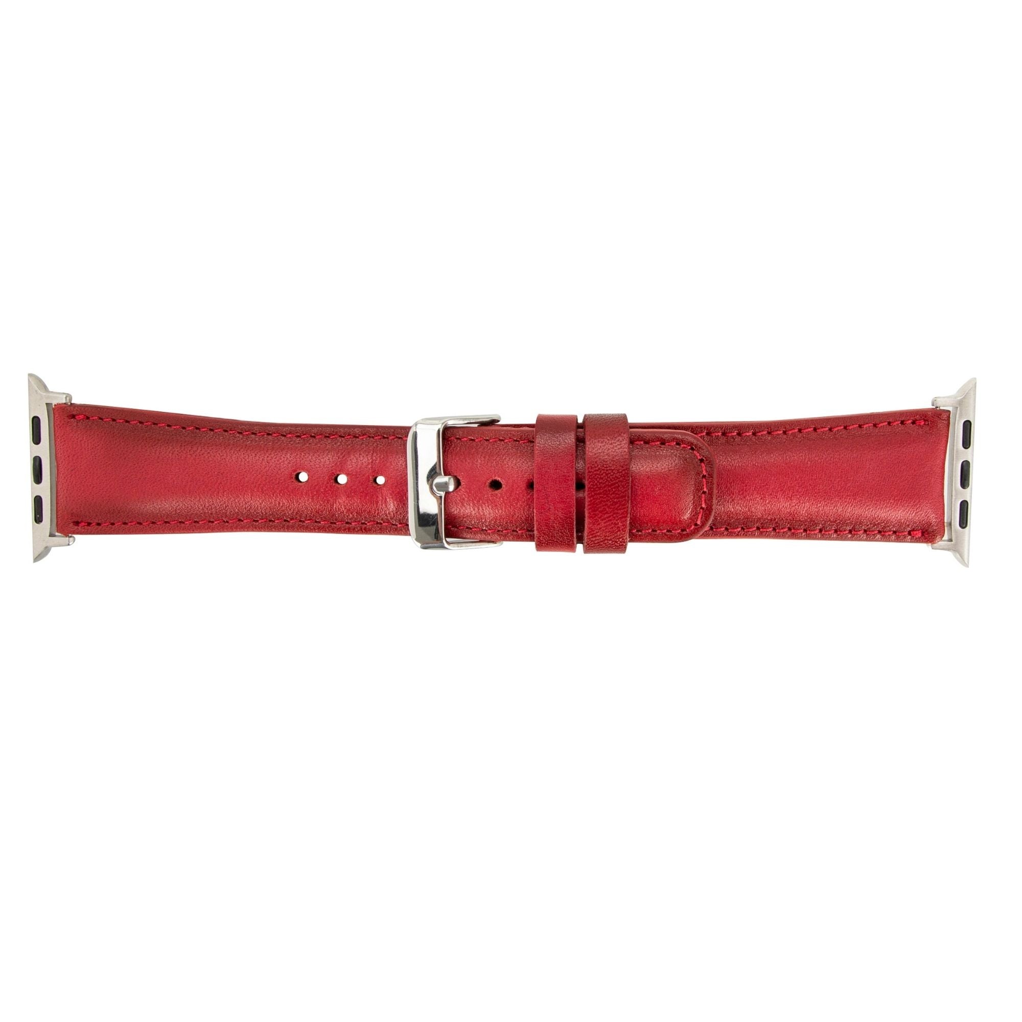 Moran Leather Bands for Apple Watch Ultra,8,7 and SE - 45/44/42mm - Red - TORONATA