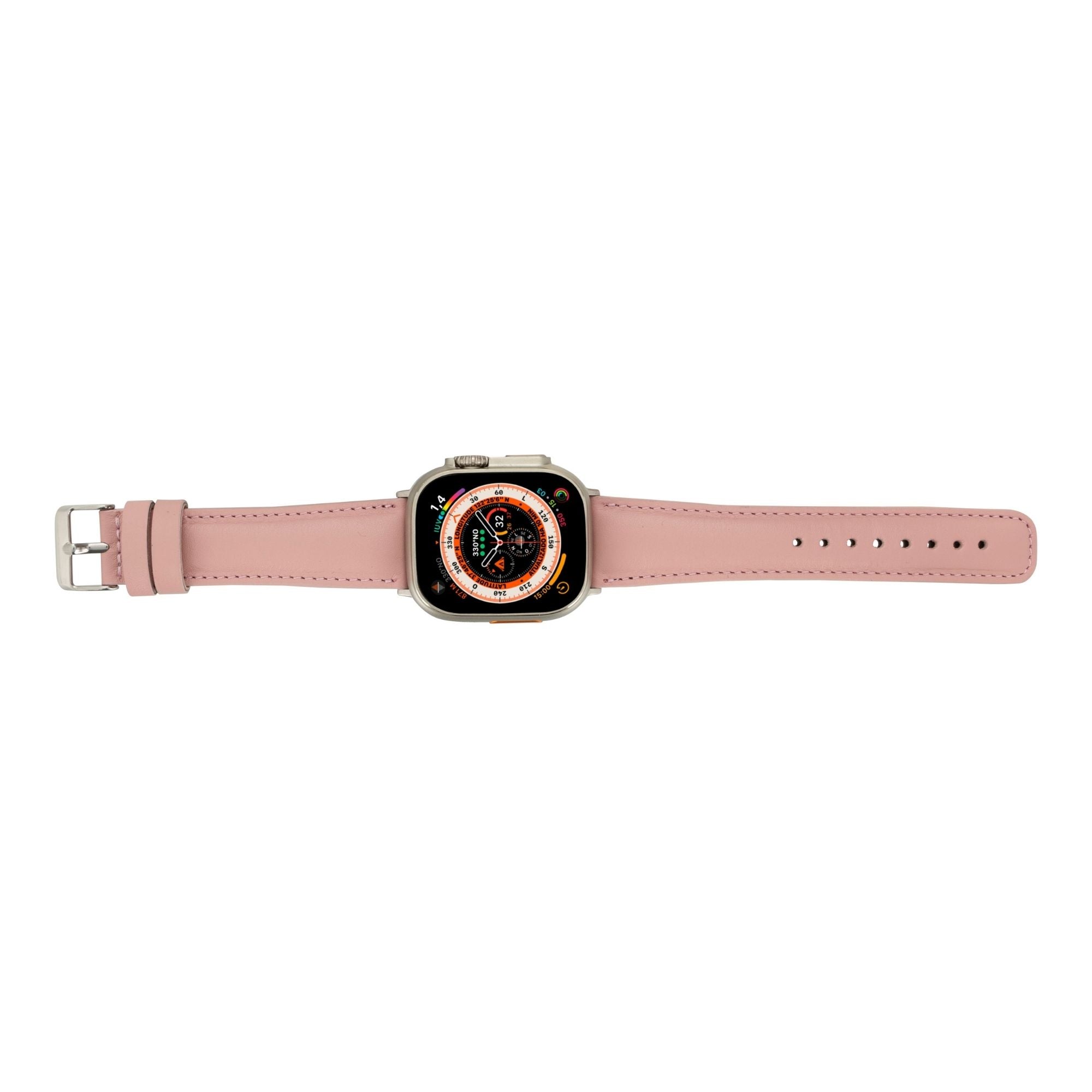 Moran Leather Bands for Apple Watch Ultra,8,7 and SE - 45/44/42mm - Pink - TORONATA