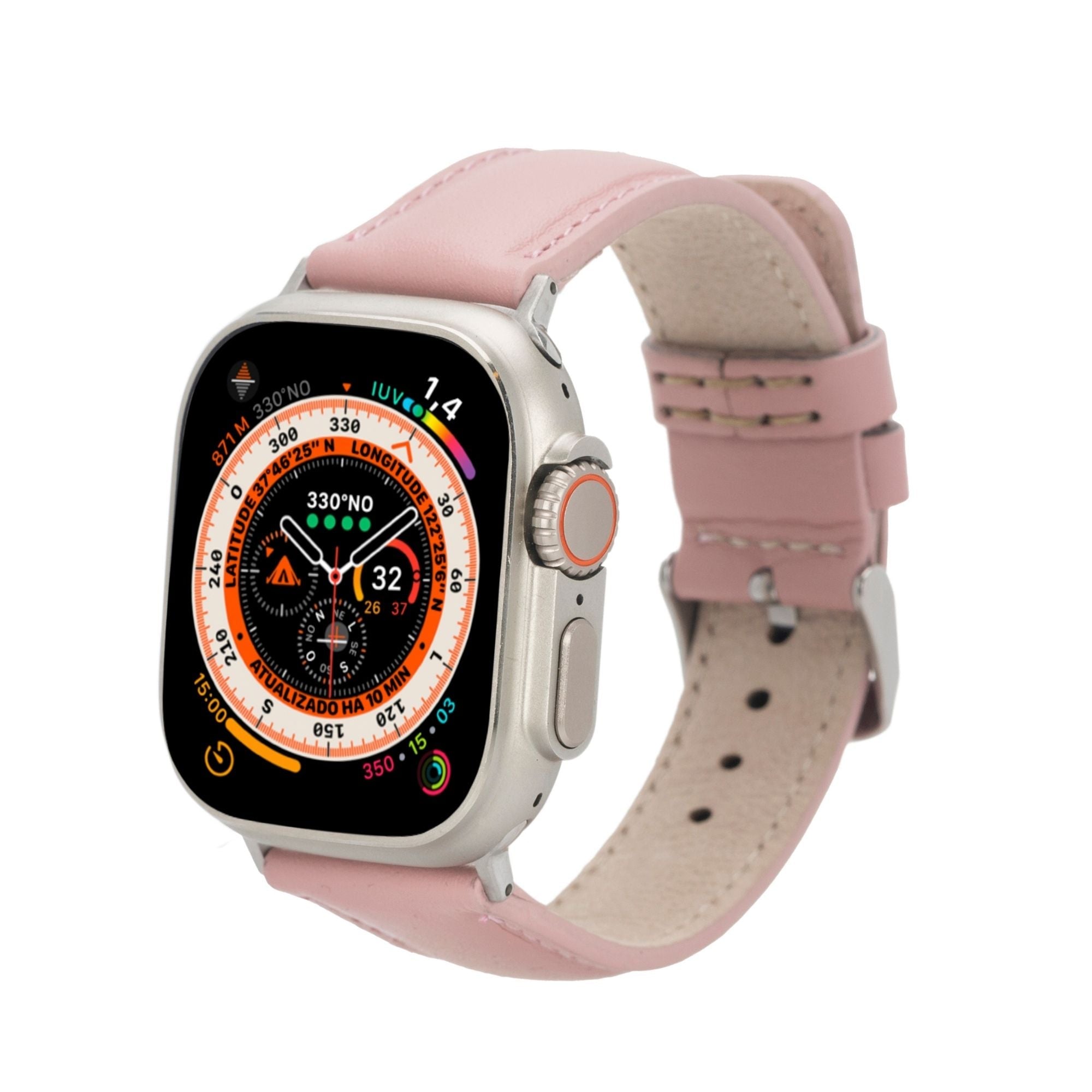 Moran Leather Bands for Apple Watch Ultra,8,7 and SE - 45/44/42mm - Pink - TORONATA