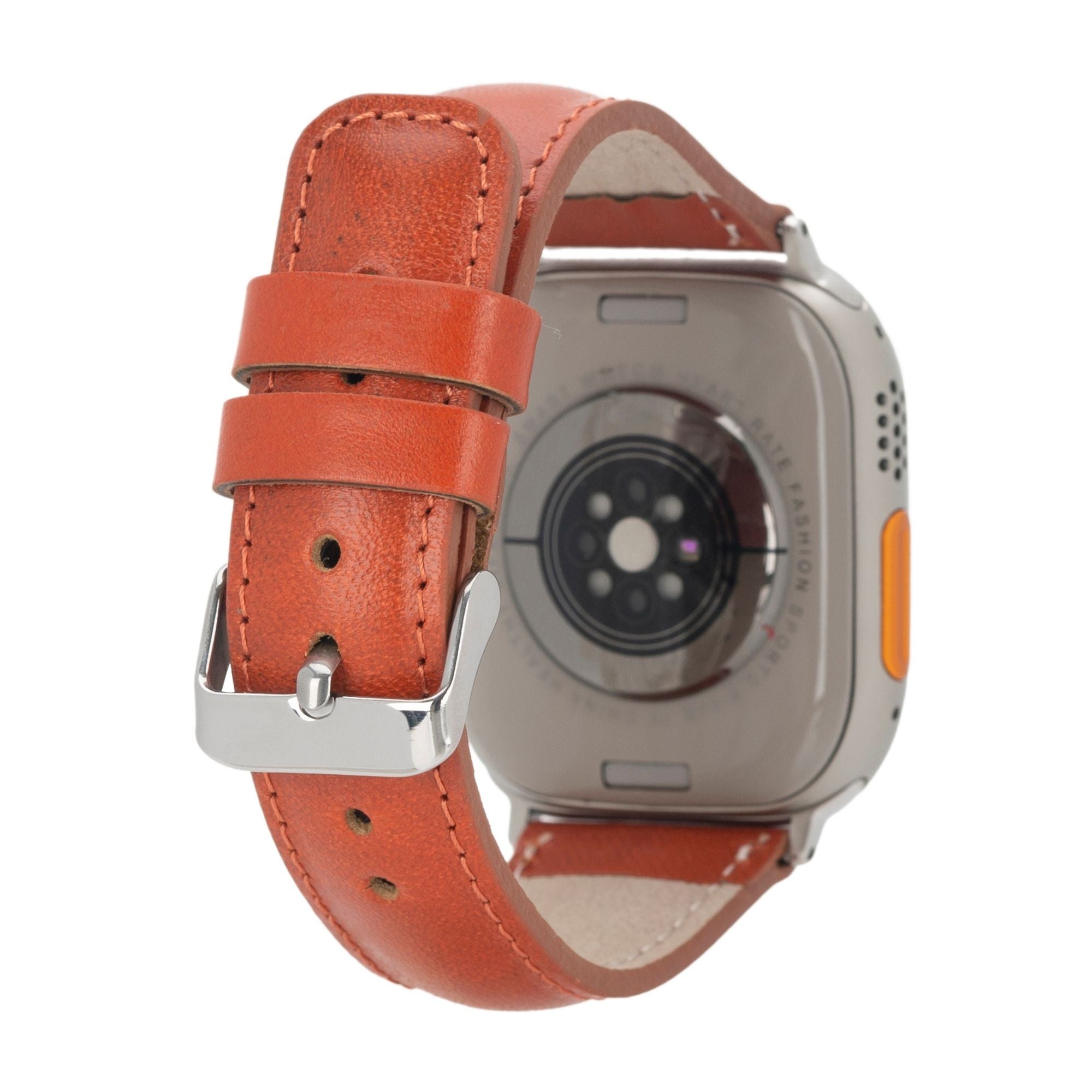 Moran Leather Bands for Apple Watch Ultra,8,7 and SE - 45/44/42mm - Orange - TORONATA