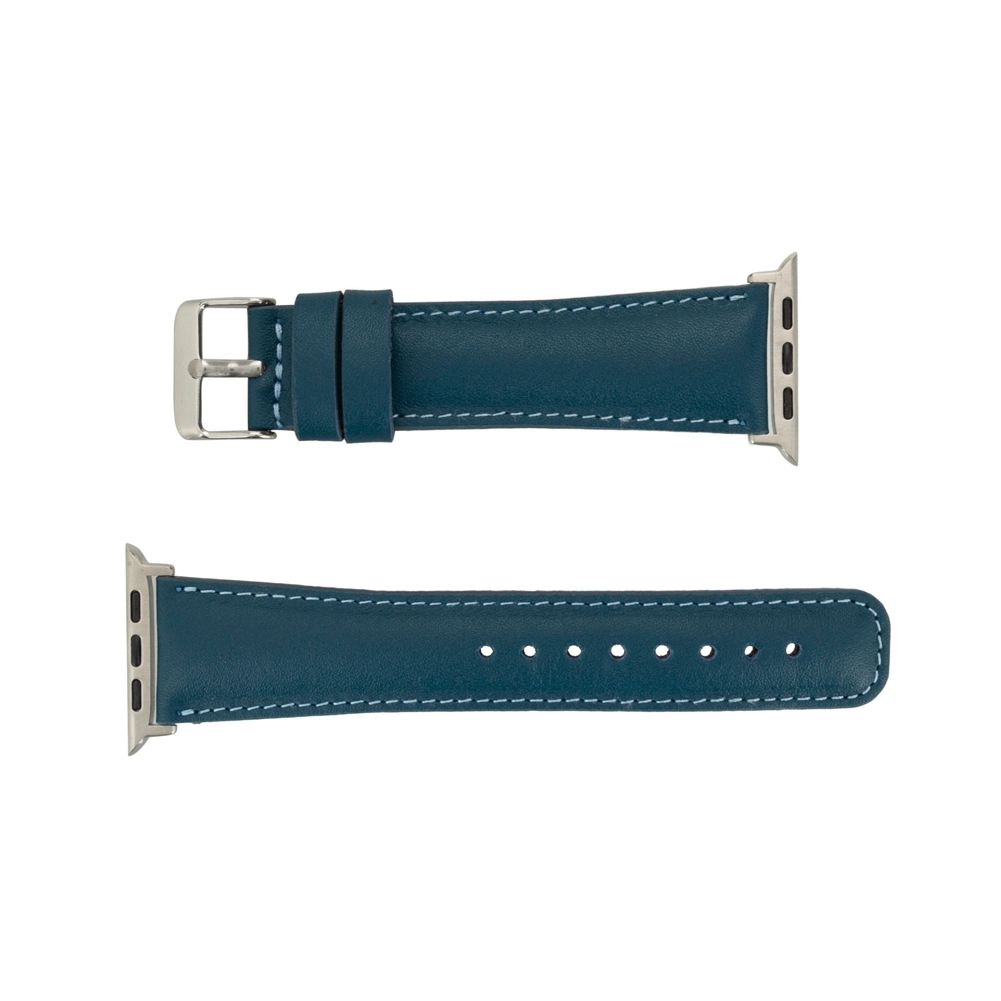 Moran Leather Bands for Apple Watch Ultra,8,7 and SE - 45/44/42mm - Blue - TORONATA