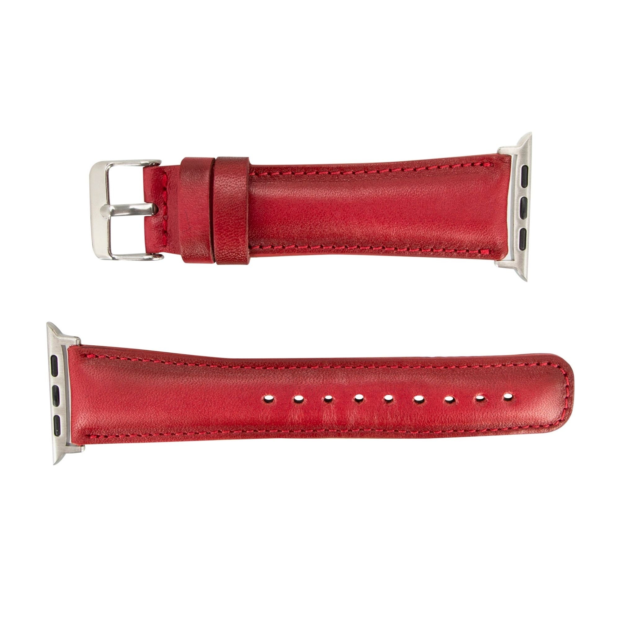 Moran Leather Bands for Apple Watch Ultra,8,7 and SE - 45/44/42mm - Red - TORONATA