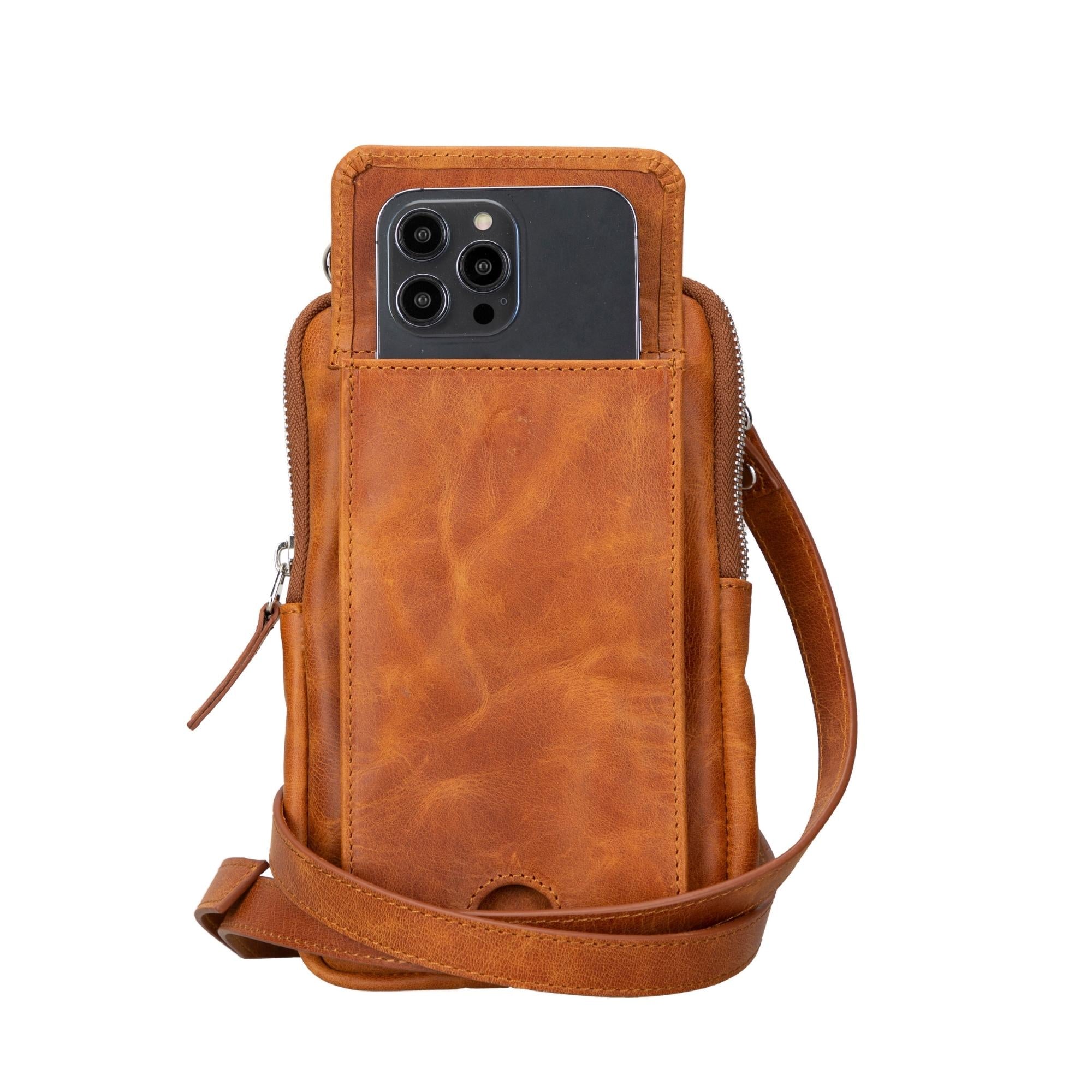 Niagara Leather Crossbody Phone Bag for Men - Tan - TORONATA