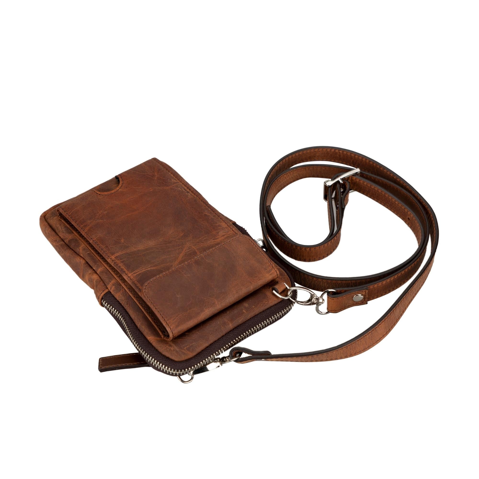 Niagara Leather Crossbody Phone Bag for Men - Dark Brown - TORONATA