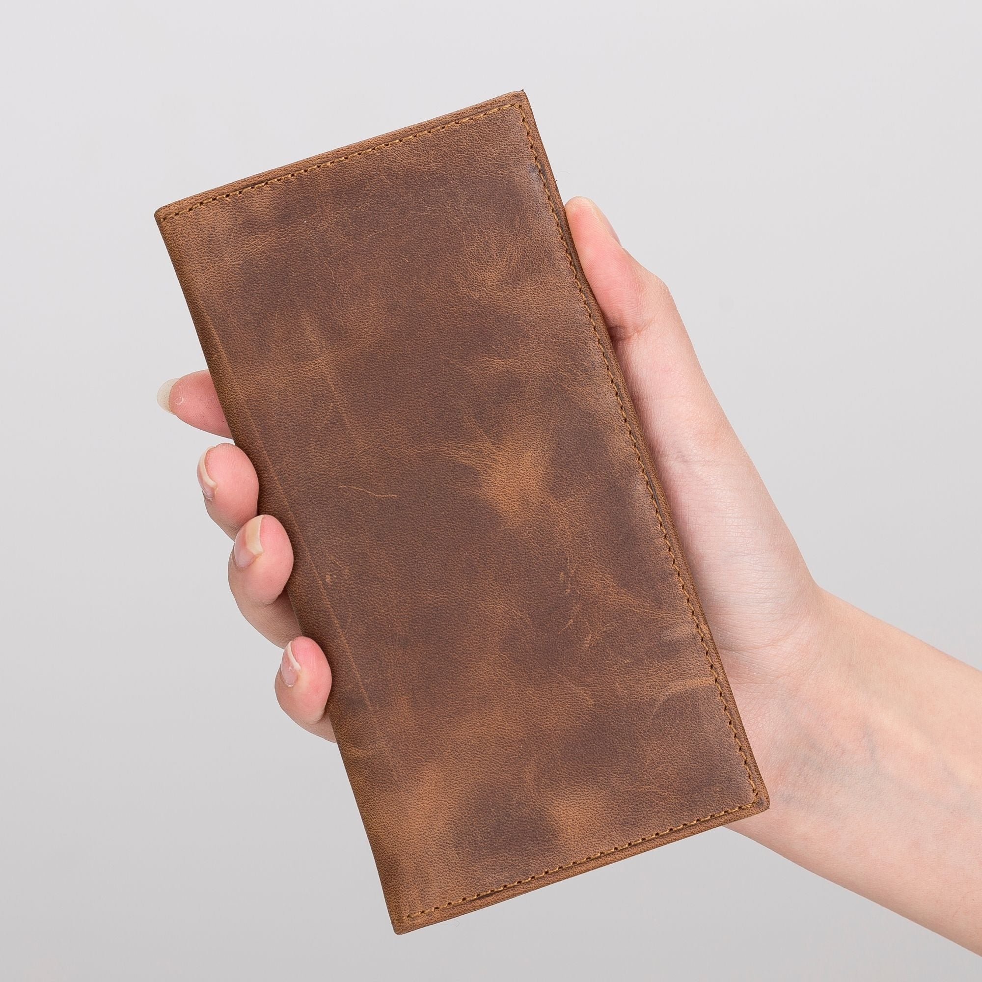 Ouray Handmade Full-Grain Leather Long Wallet for Men and Women-Antic Brown---TORONATA