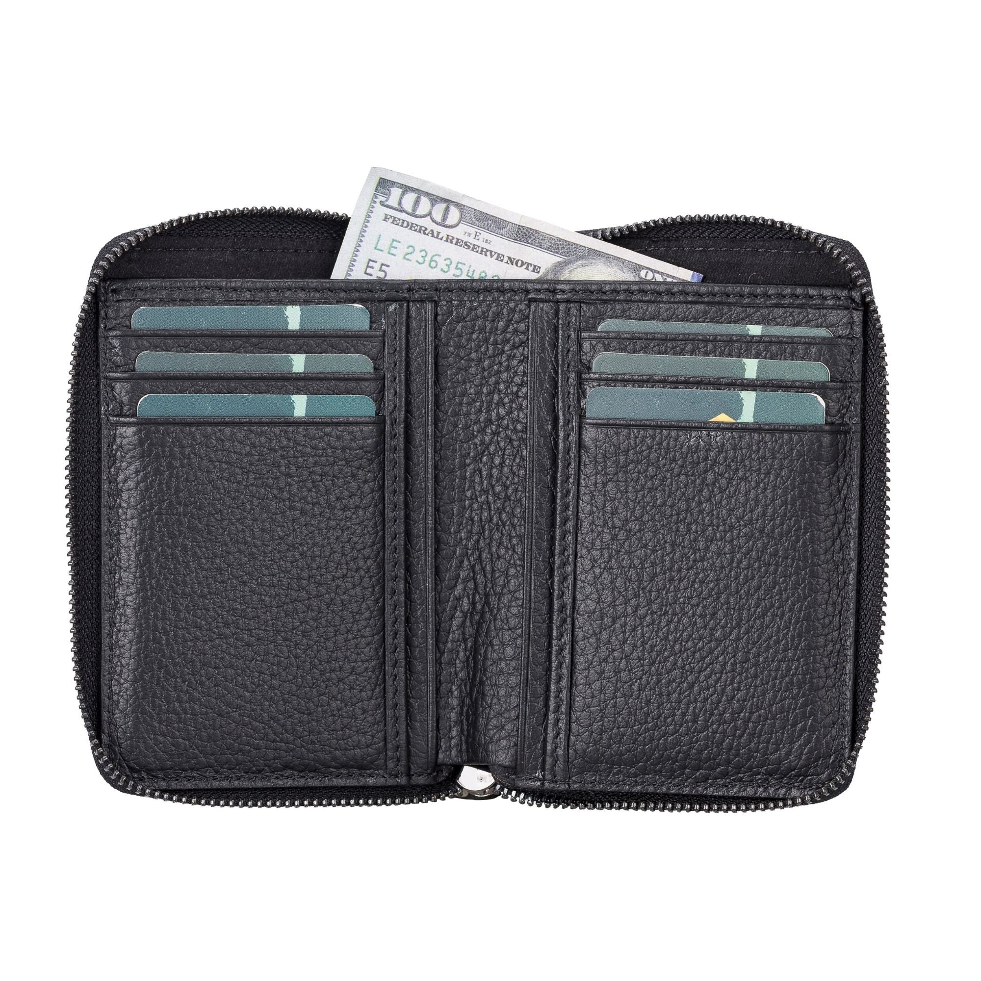 powell handmade unisex leather wallet with zippered compartment - toronata - 