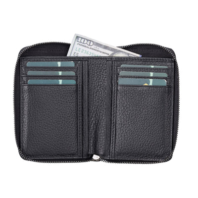 powell handmade unisex leather wallet with zippered compartment - toronata - 