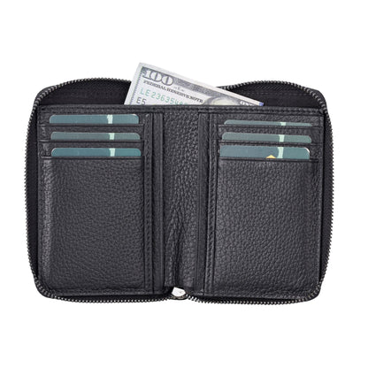 powell handmade unisex leather wallet with zippered compartment - toronata - 
