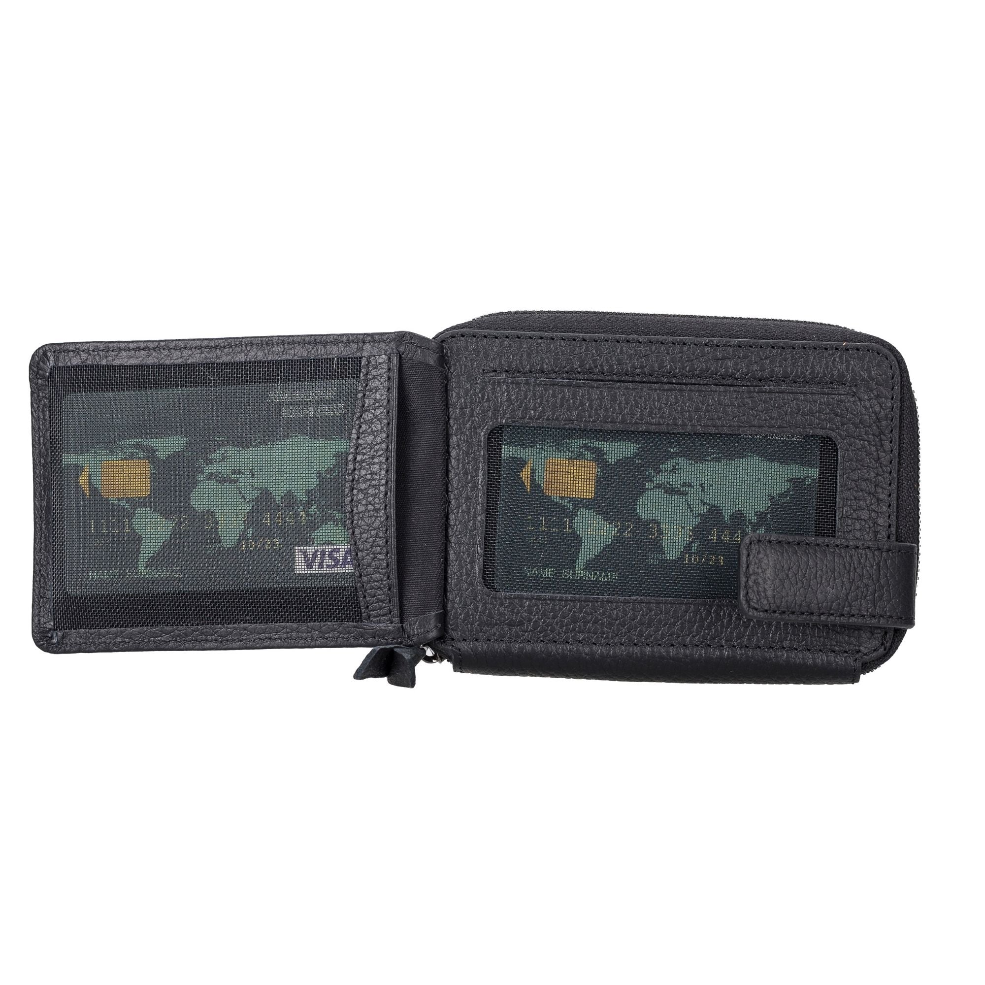 powell handmade unisex leather wallet with zippered compartment - toronata - 