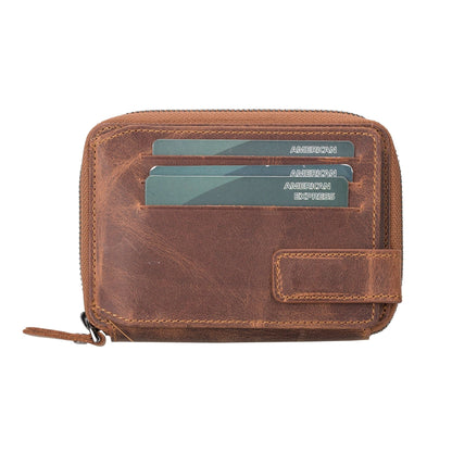 powell handmade unisex leather wallet with zippered compartment - toronata - 