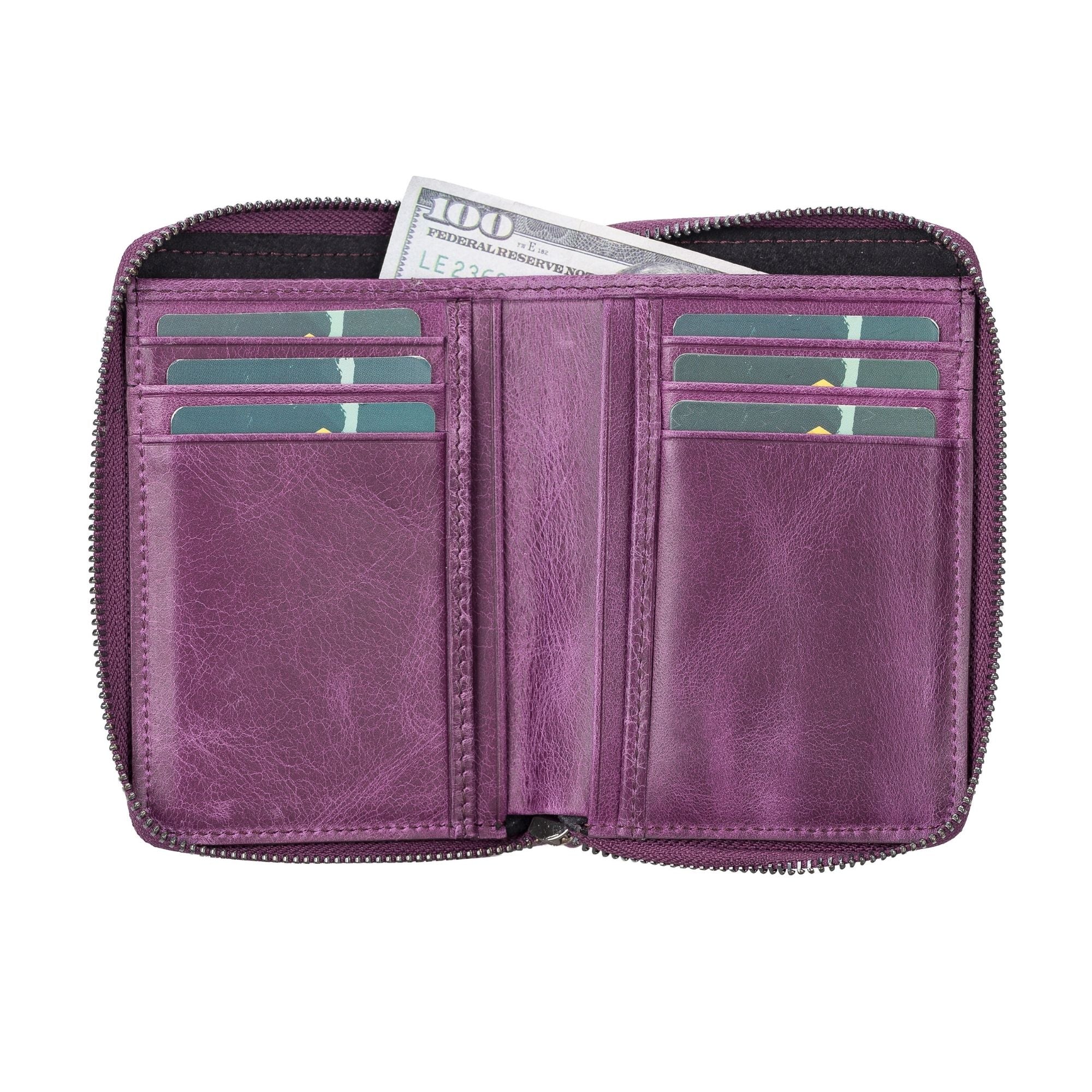 powell handmade unisex leather wallet with zippered compartment - toronata - 