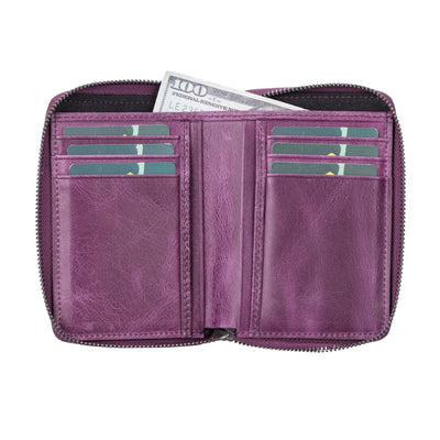 powell handmade unisex leather wallet with zippered compartment - toronata - 