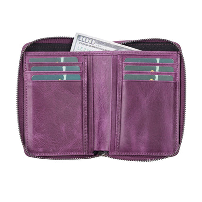 powell handmade unisex leather wallet with zippered compartment - toronata - 