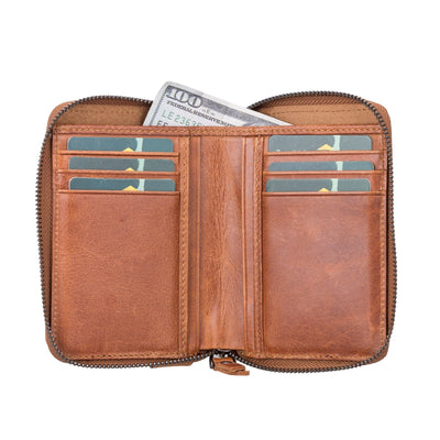 powell handmade unisex leather wallet with zippered compartment - toronata - 