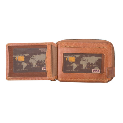 powell handmade unisex leather wallet with zippered compartment - toronata - 