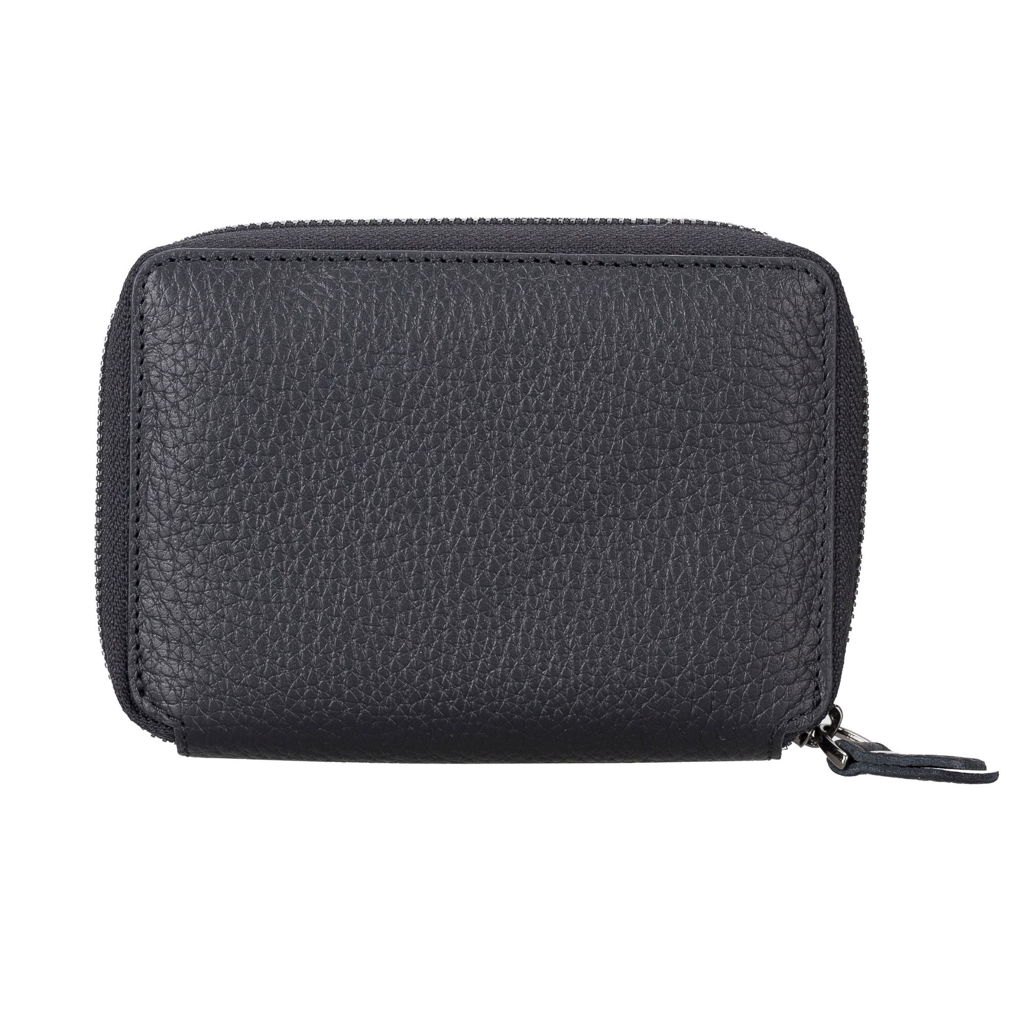 Powell Handmade Unisex Leather Wallet with Zippered Compartment - Black - TORONATA