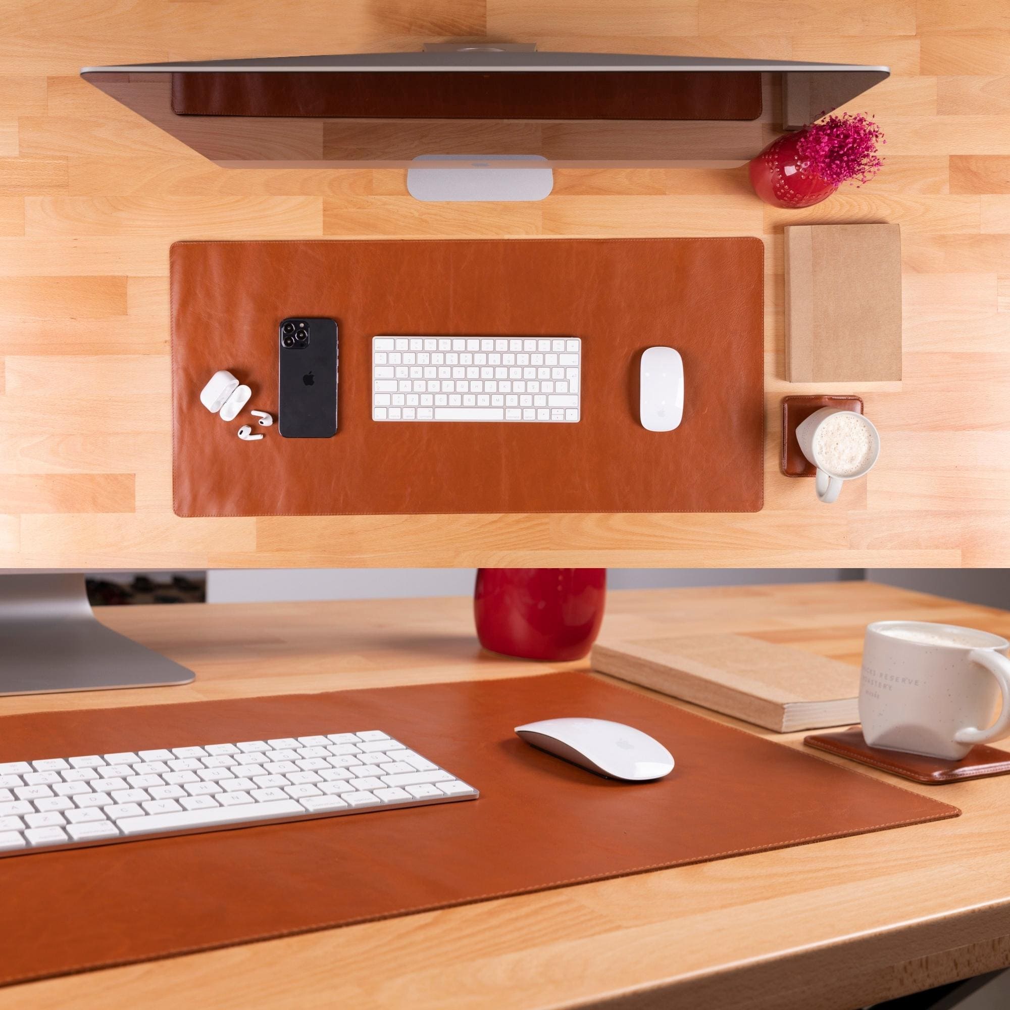 rawlins leather desk pads - 36x19 and 14.6x31.5 ınches - toronata - #color_rustic-tan #color_rustic tan