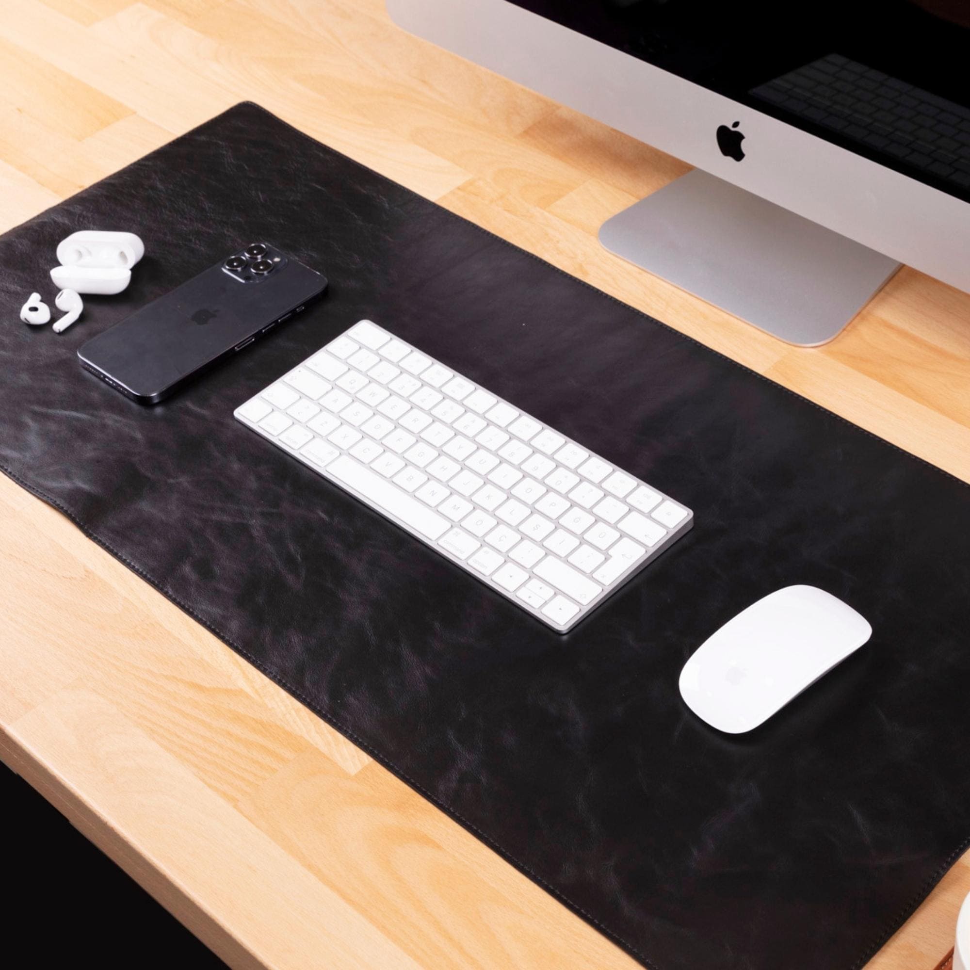 rawlins leather desk pads - 36x19 and 14.6x31.5 ınches - toronata - #color_rustic-black #color_rustic black