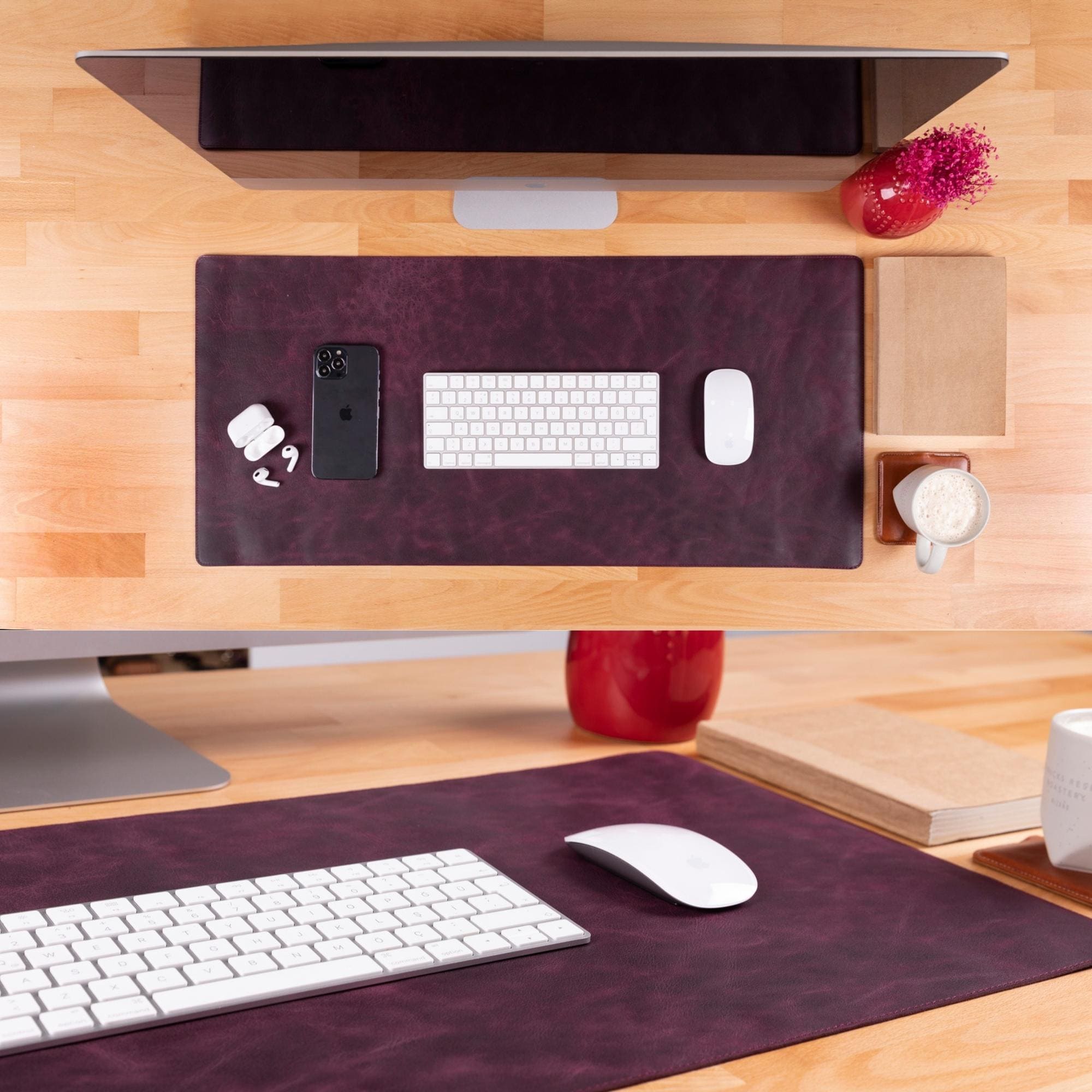 Rawlins Leather Desk Pads- 36x19 and 14.6x31.5 Inches - Antic Purple - 36x19" - TORONATA