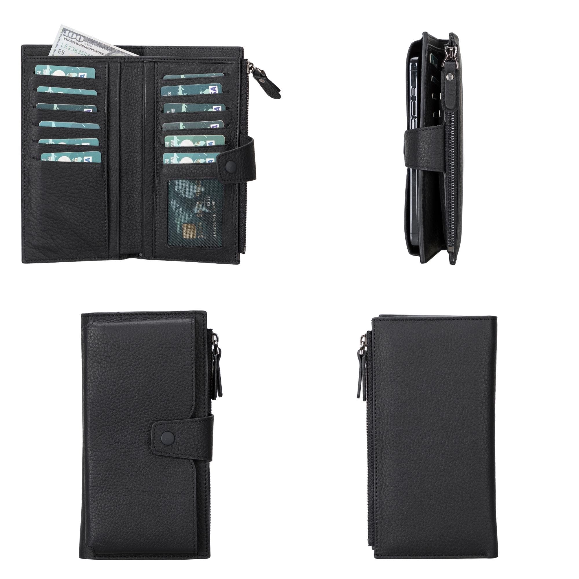 riverton women's leather wallet with cell phone section - toronata - #color_black