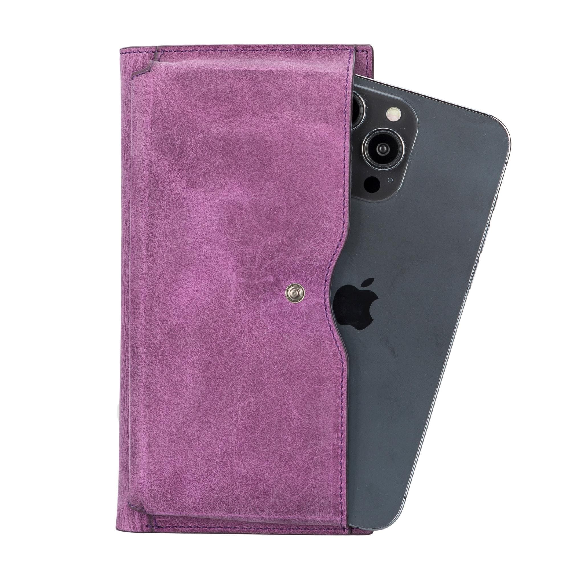 Riverton Leather Wallet for Women with Phone Section - Purple - TORONATA