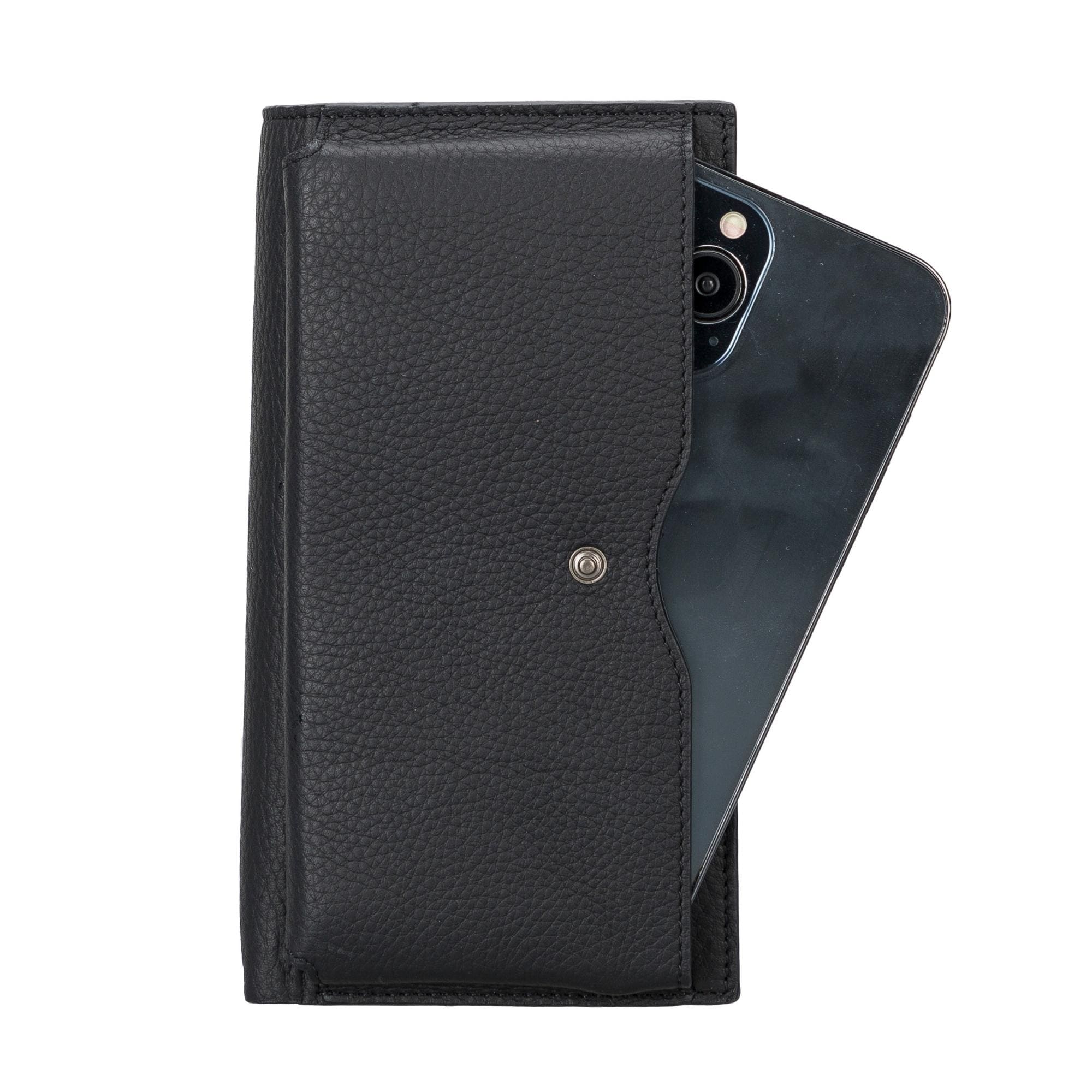 Riverton Leather Wallet for Women with Phone Section - Black - TORONATA