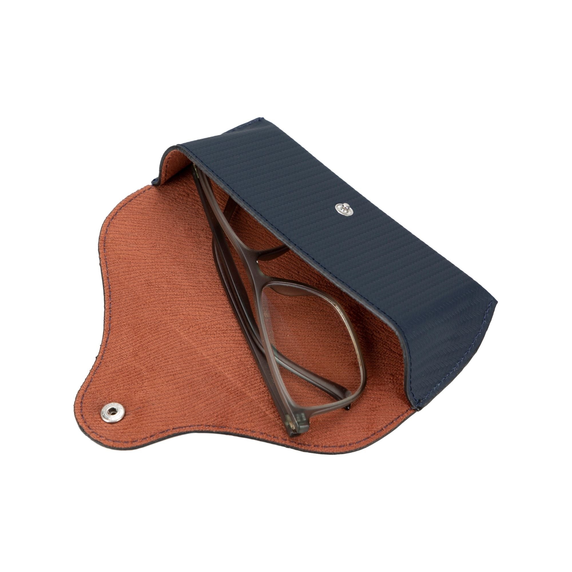 Rochester Full-Grain Leather Eyeglass Case - Dark Blue - TORONATA