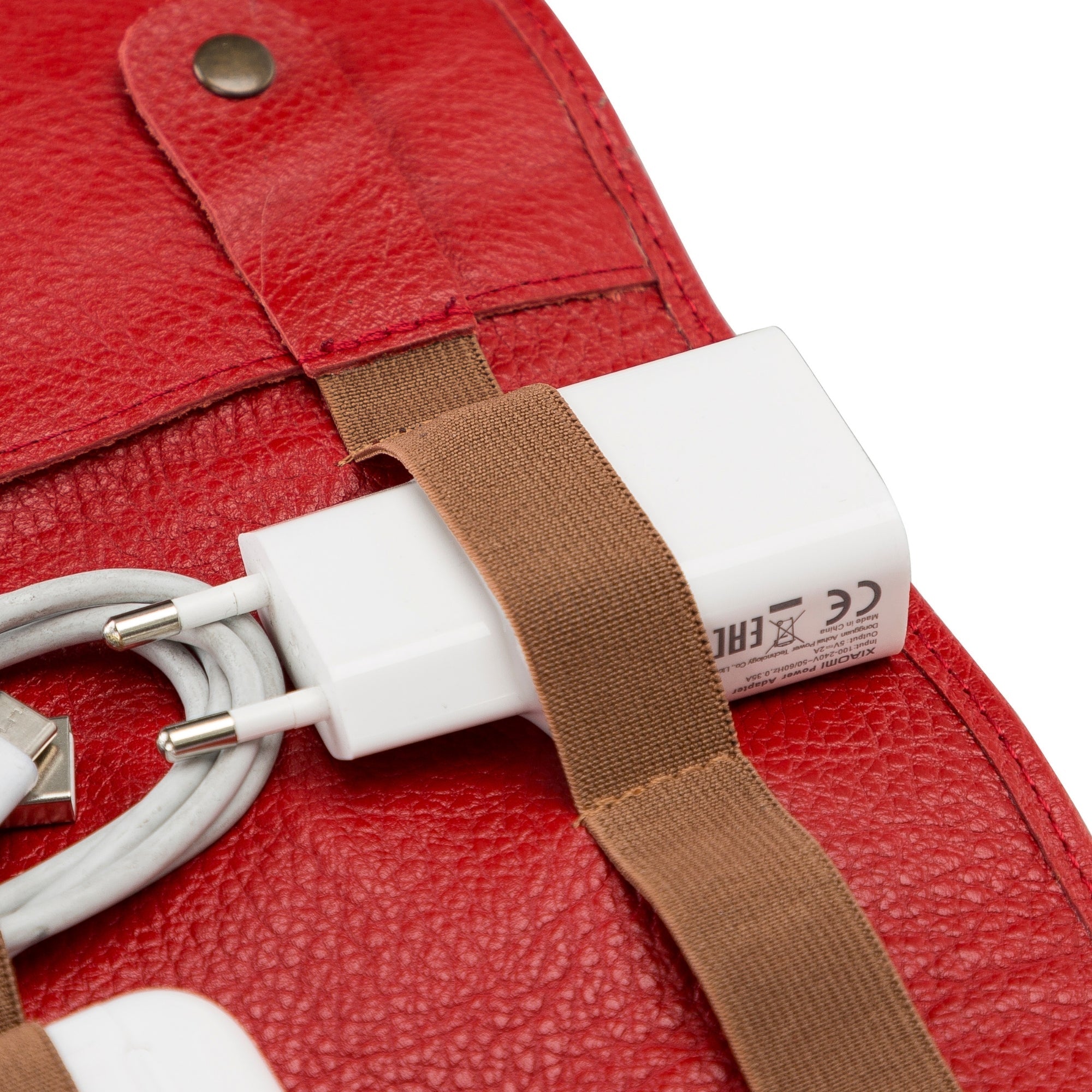 Salida Travel Pouch and Premium Leather Cable Organizer-Floater Red---TORONATA