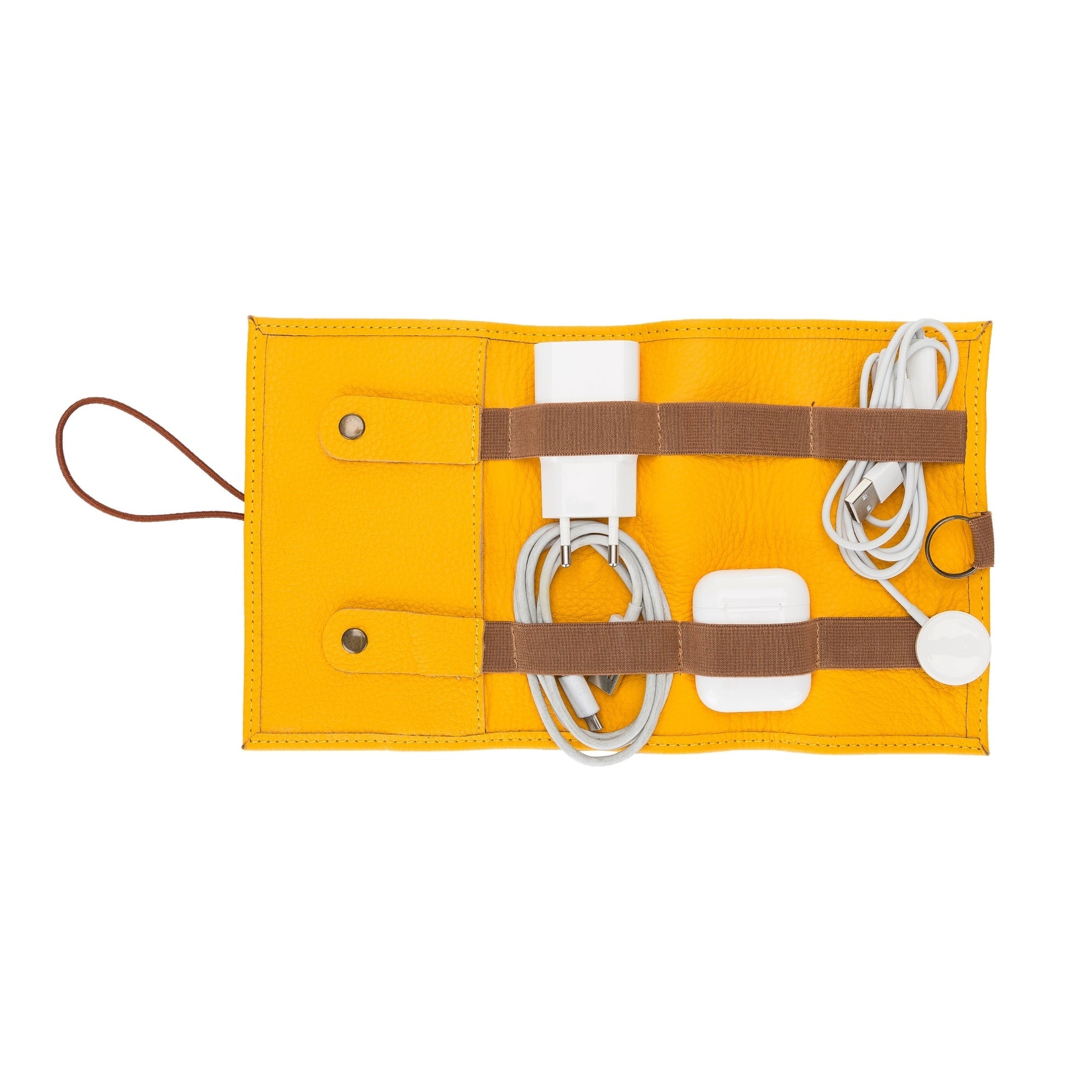 Salida Travel Pouch and Premium Leather Cable Organizer-Yellow---TORONATA