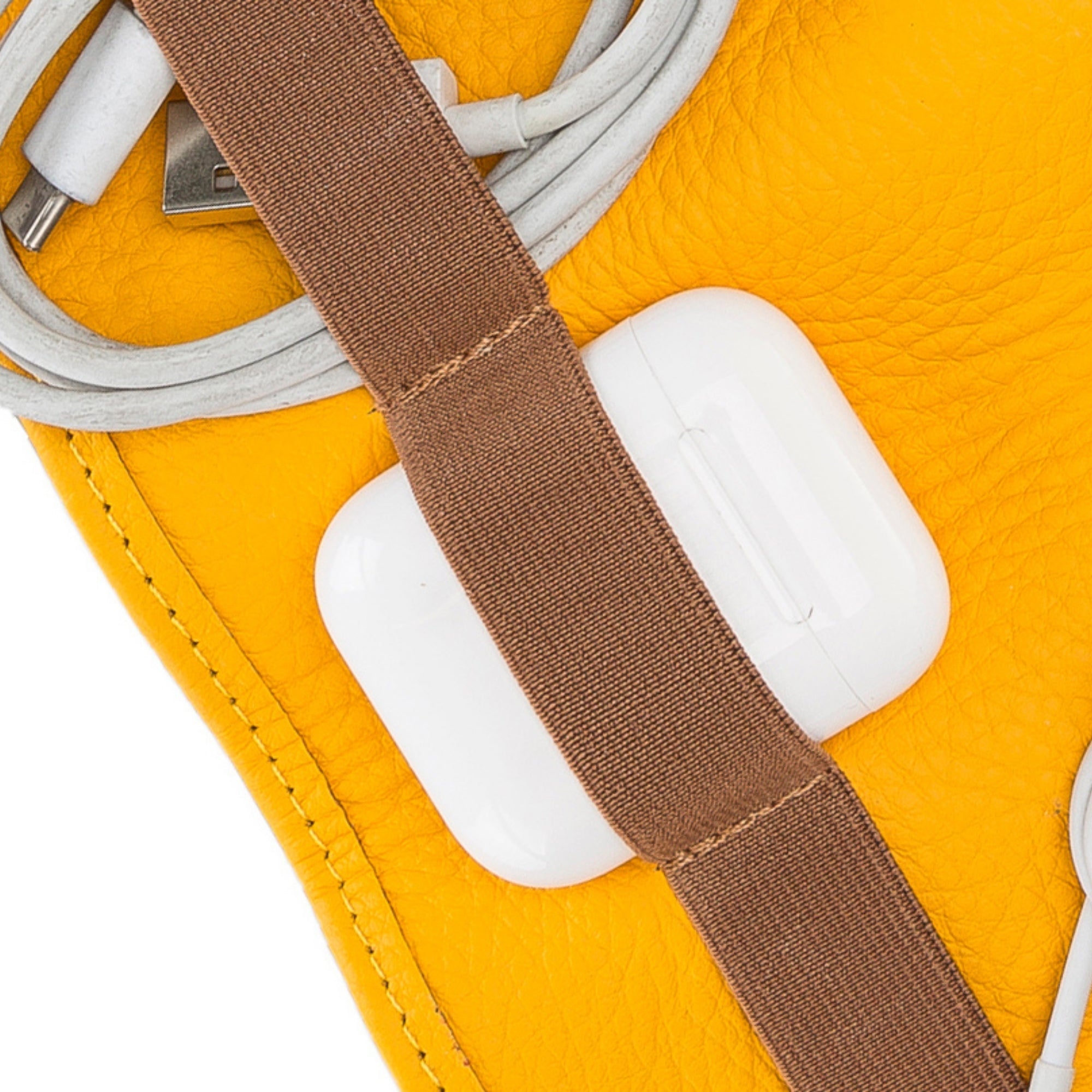 Salida Travel Pouch and Premium Leather Cable Organizer-Yellow---TORONATA