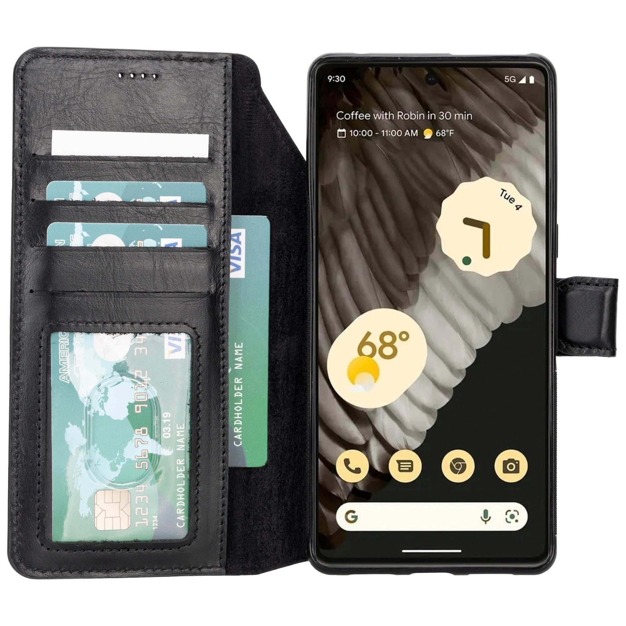 Sheridan Leather Detachable Wallet for Google Pixel 4XL & 4 - Google Pixel 4 XL - Black - TORONATA