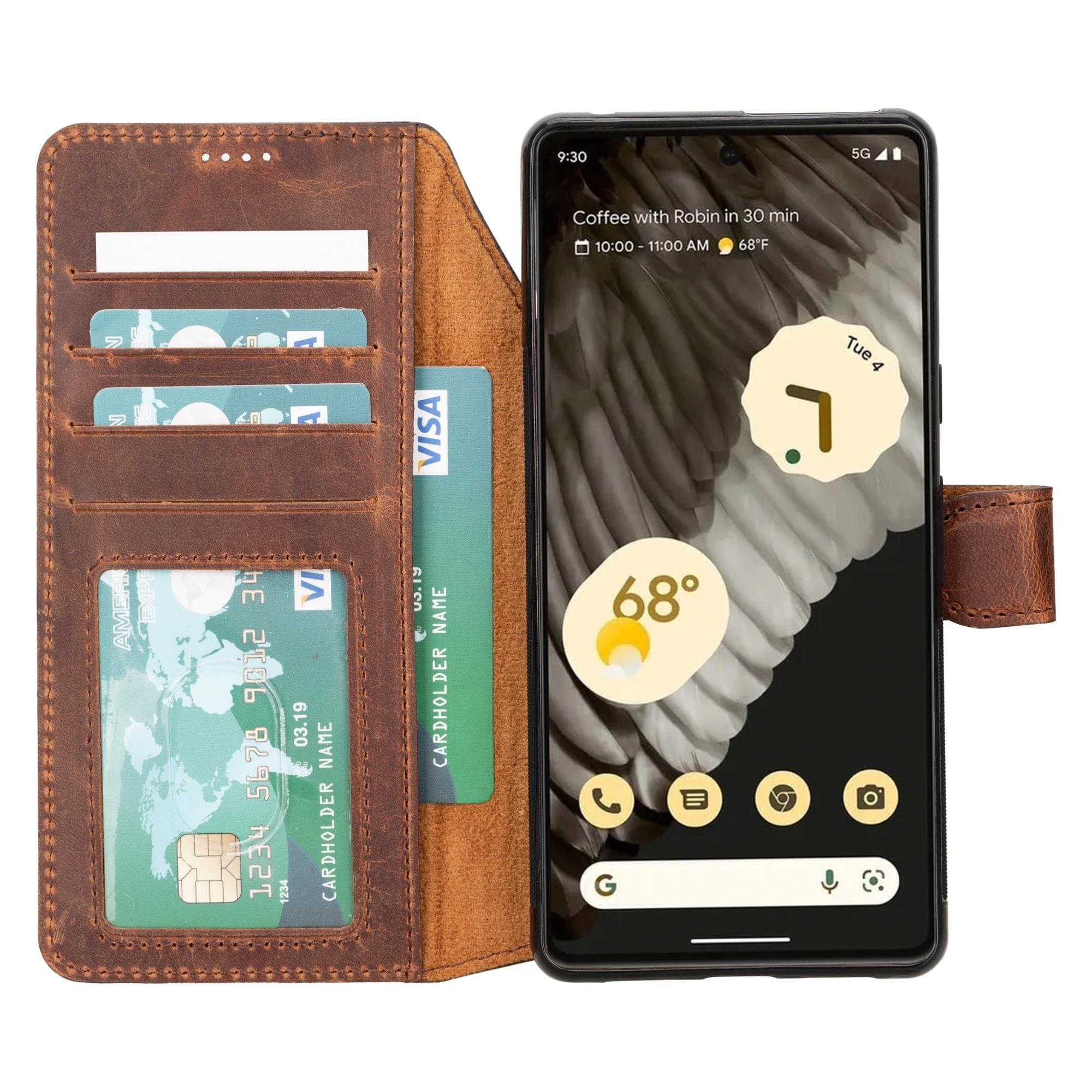 Sheridan Leather Detachable Wallet for Google Pixel 5 - Google Pixel 5 - Dark Brown - TORONATA