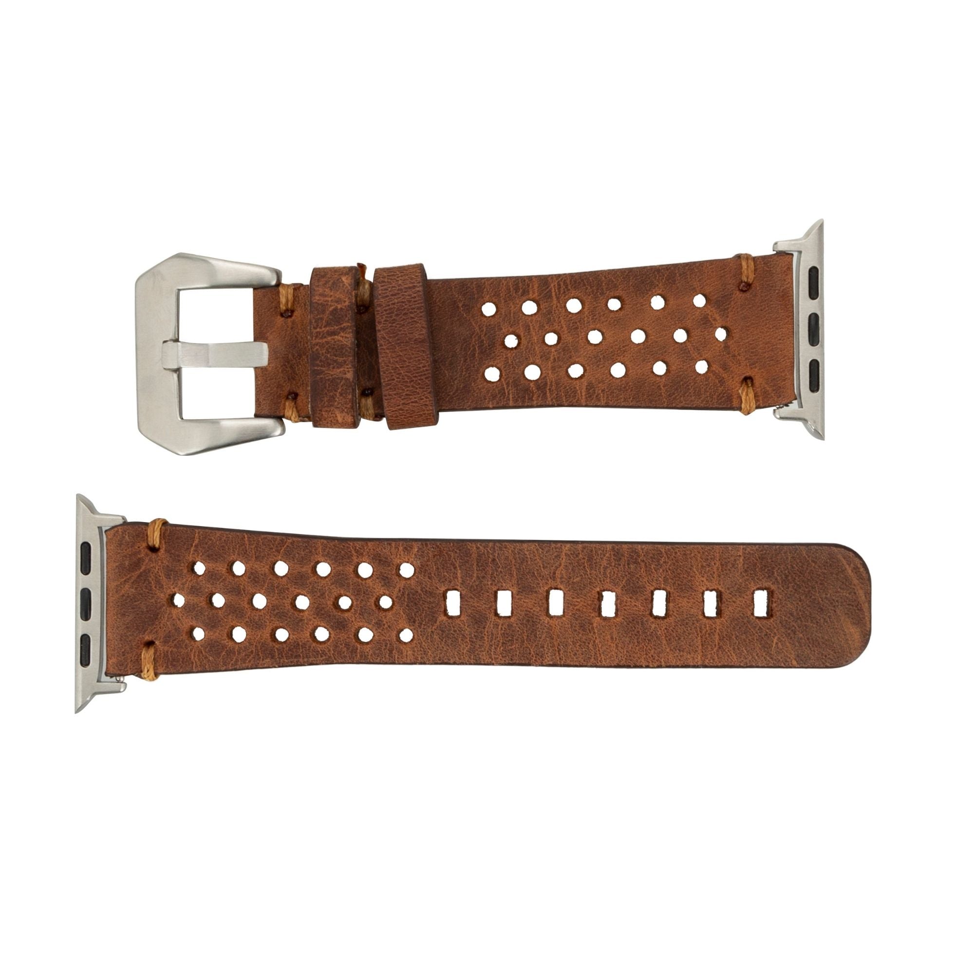 Teton Leather Bands for Apple Watch Ultra,8,7 and SE - 45/44/42mm - Antic Brown - TORONATA
