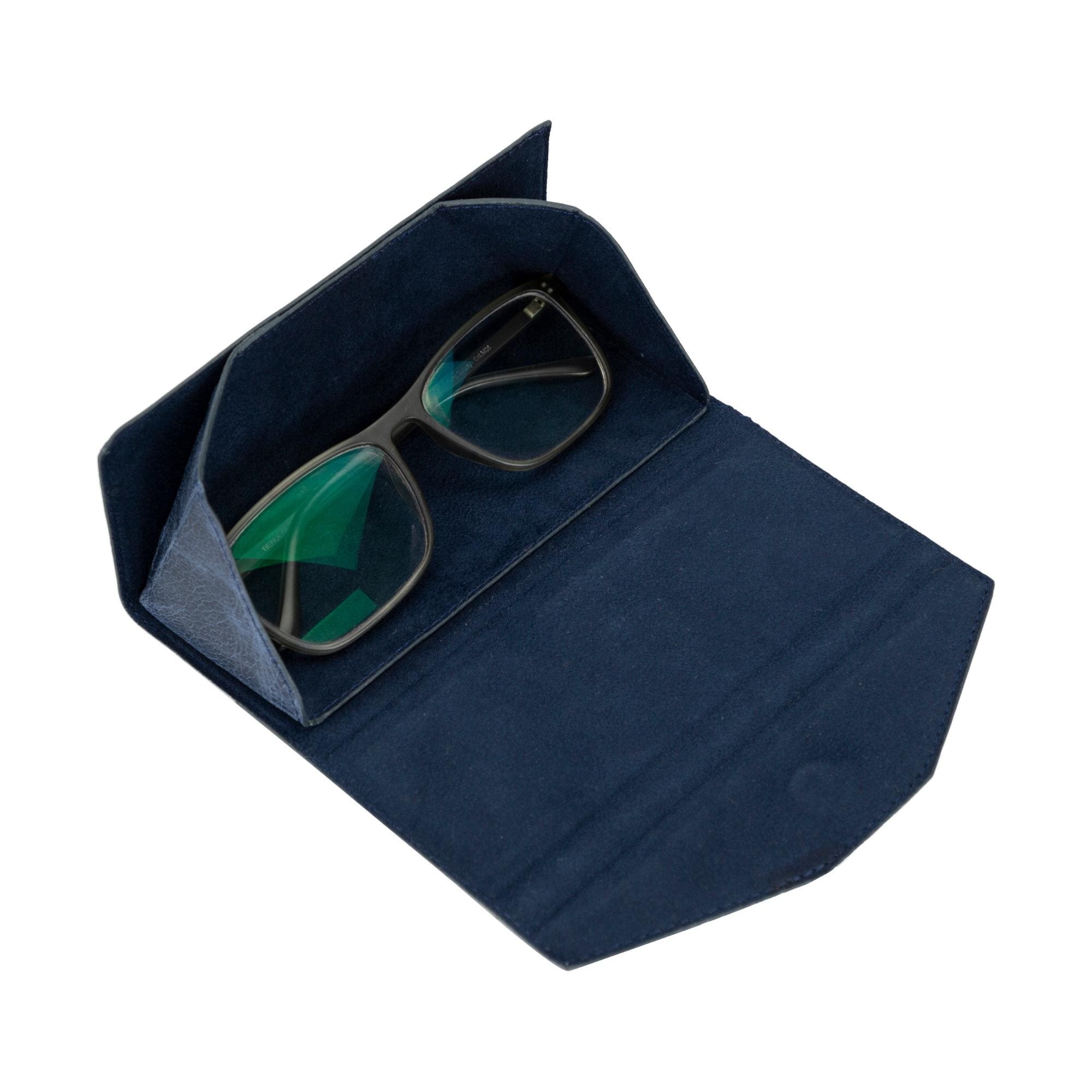 Triangle Leather Cases for Glasses and Sun Glasses - Dark Blue - TORONATA