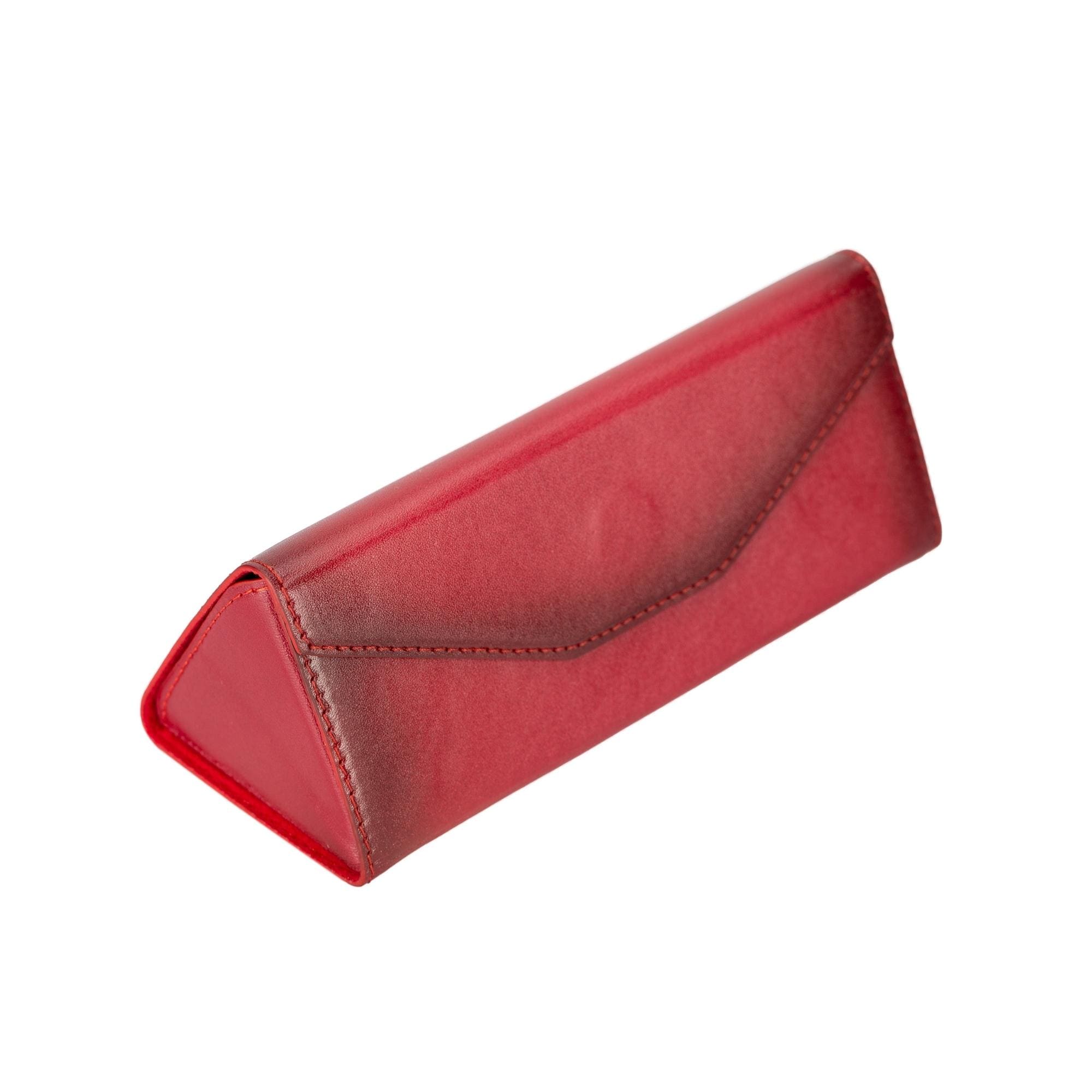 Triangle Leather Cases for Glasses and Sun Glasses - Red - TORONATA