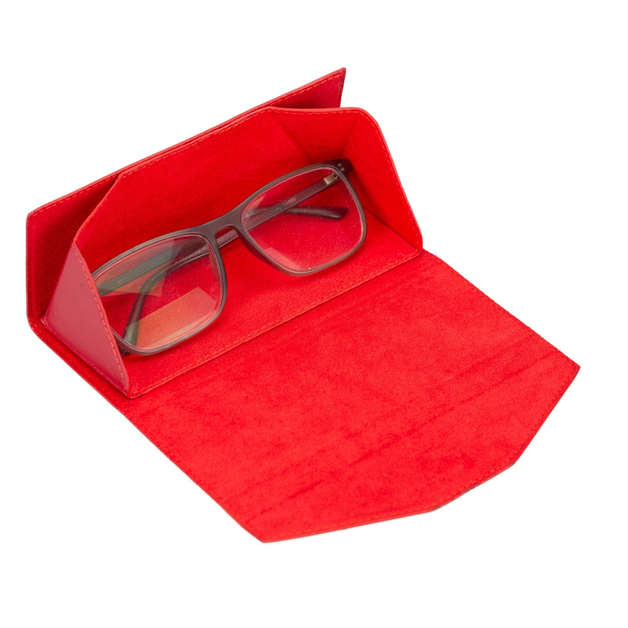 Triangle Leather Cases for Glasses and Sun Glasses - Red - TORONATA
