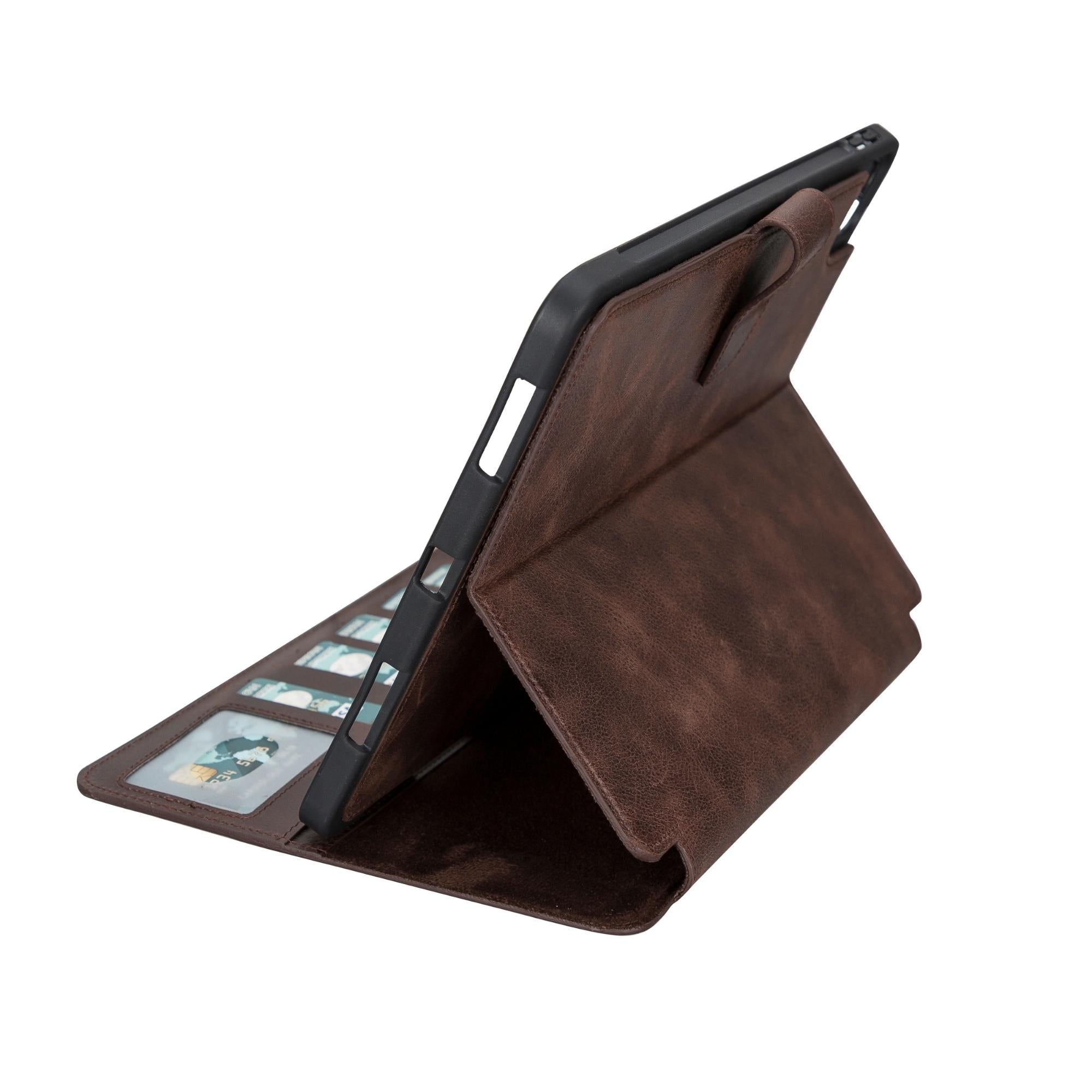 Utica Leather Wallet Case for iPad Pro 12.9-inch - Dark Brown - 5th Generation-2021 - TORONATA