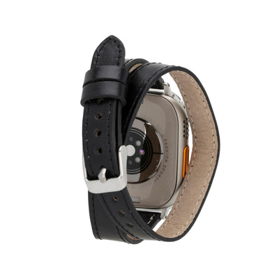 vail double tour leather bands for apple watch 9, ultra 2 and se - toronata - 