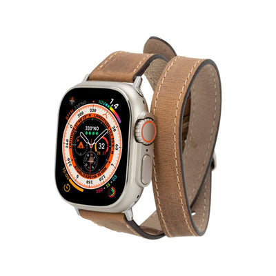 vail double tour leather bands for apple watch 9, ultra 2 and se - toronata - 