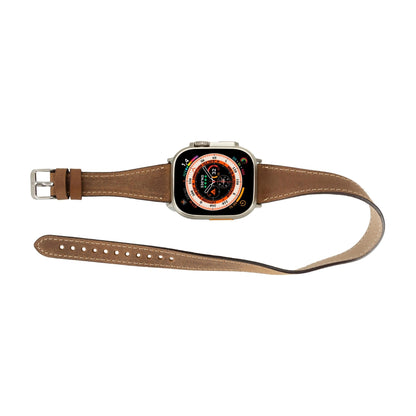 vail double tour leather bands for apple watch 9, ultra 2 and se - toronata - 