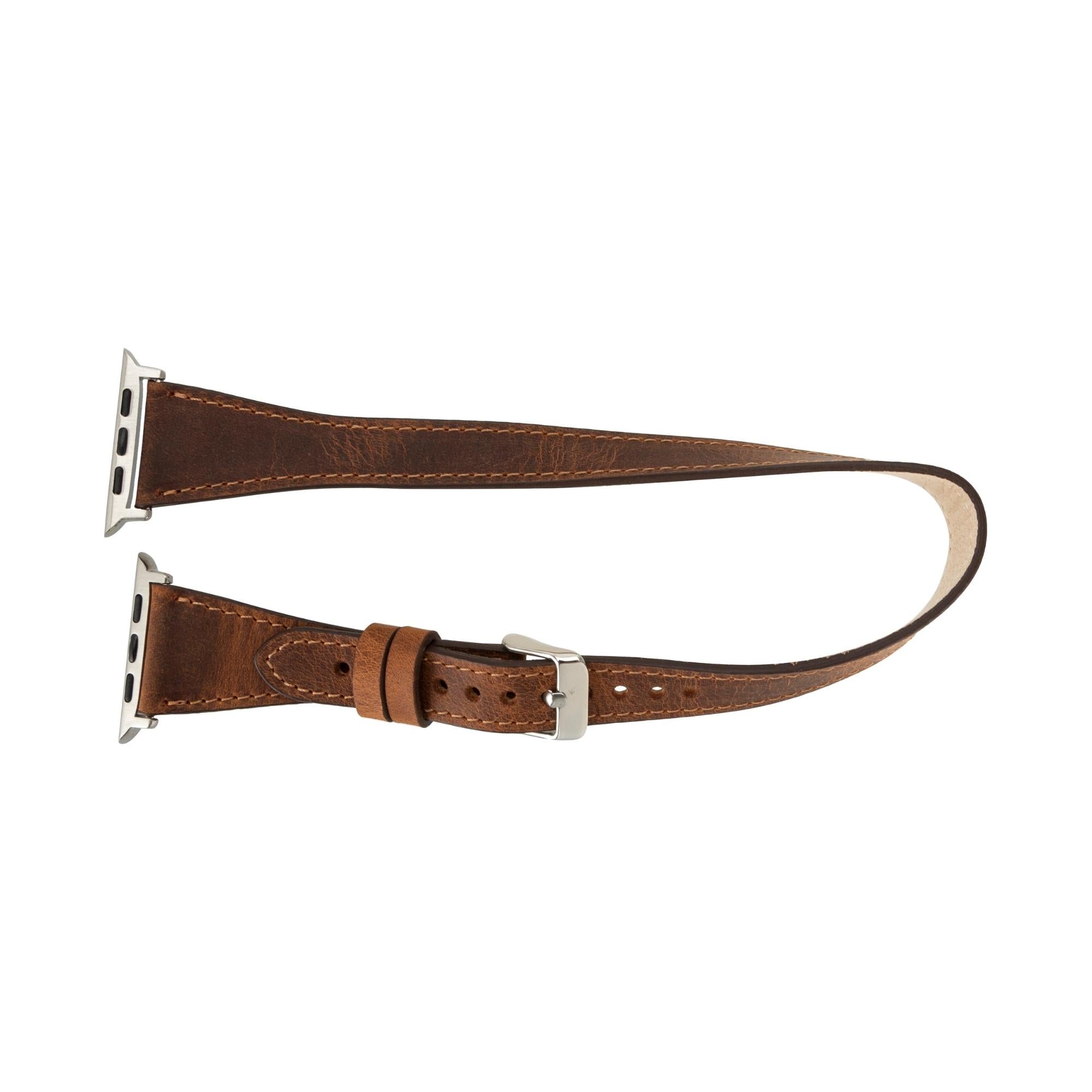 vail double tour leather bands for apple watch 9, ultra 2 and se - toronata - 