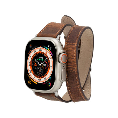vail double tour leather bands for apple watch 9, ultra 2 and se - toronata - 
