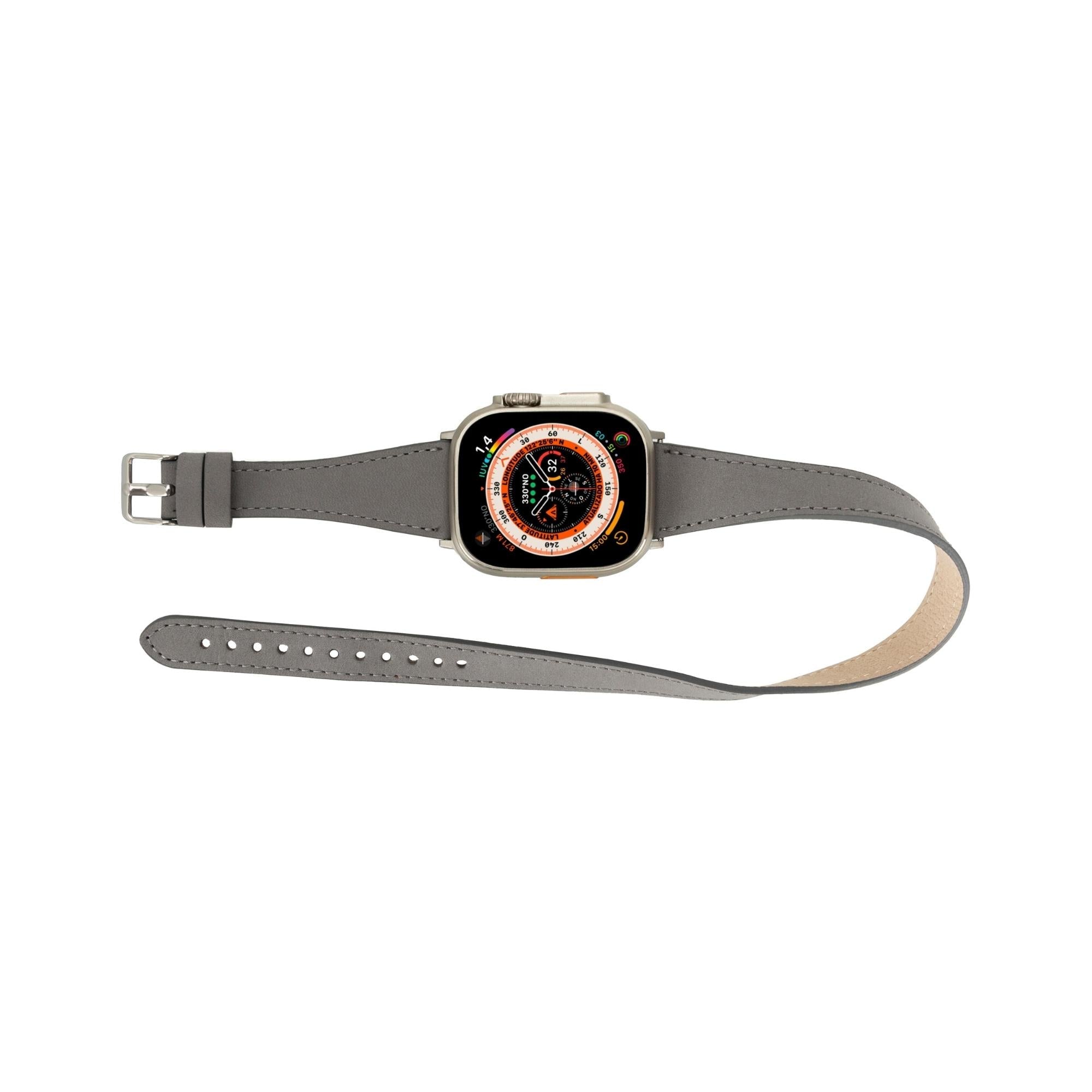 vail double tour leather bands for apple watch 9, ultra 2 and se - toronata - 