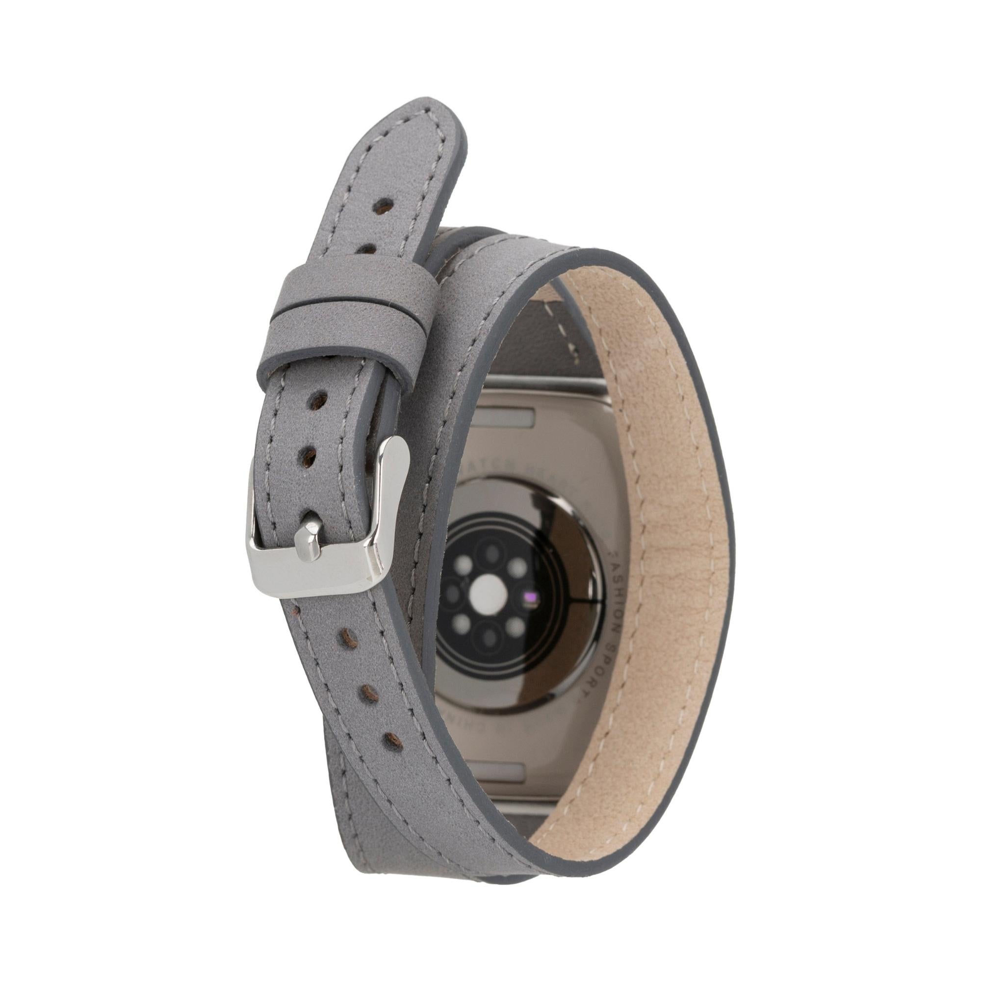 vail double tour leather bands for apple watch 9, ultra 2 and se - toronata - 