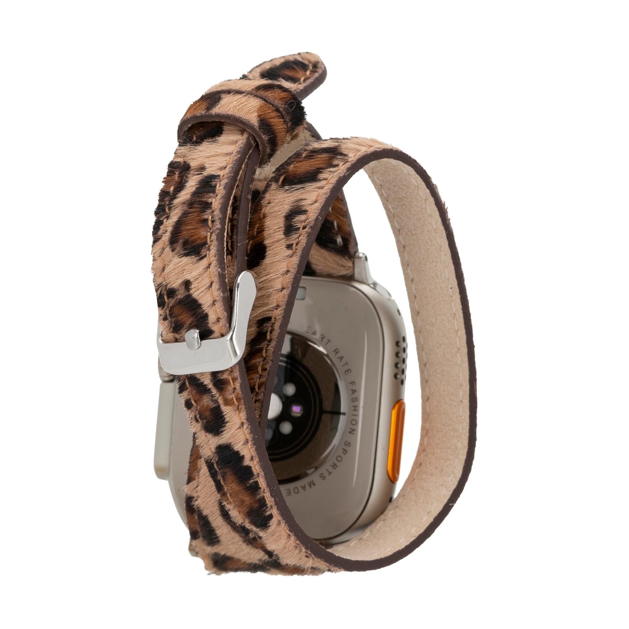 vail double tour leather bands for apple watch 9, ultra 2 and se - toronata - 