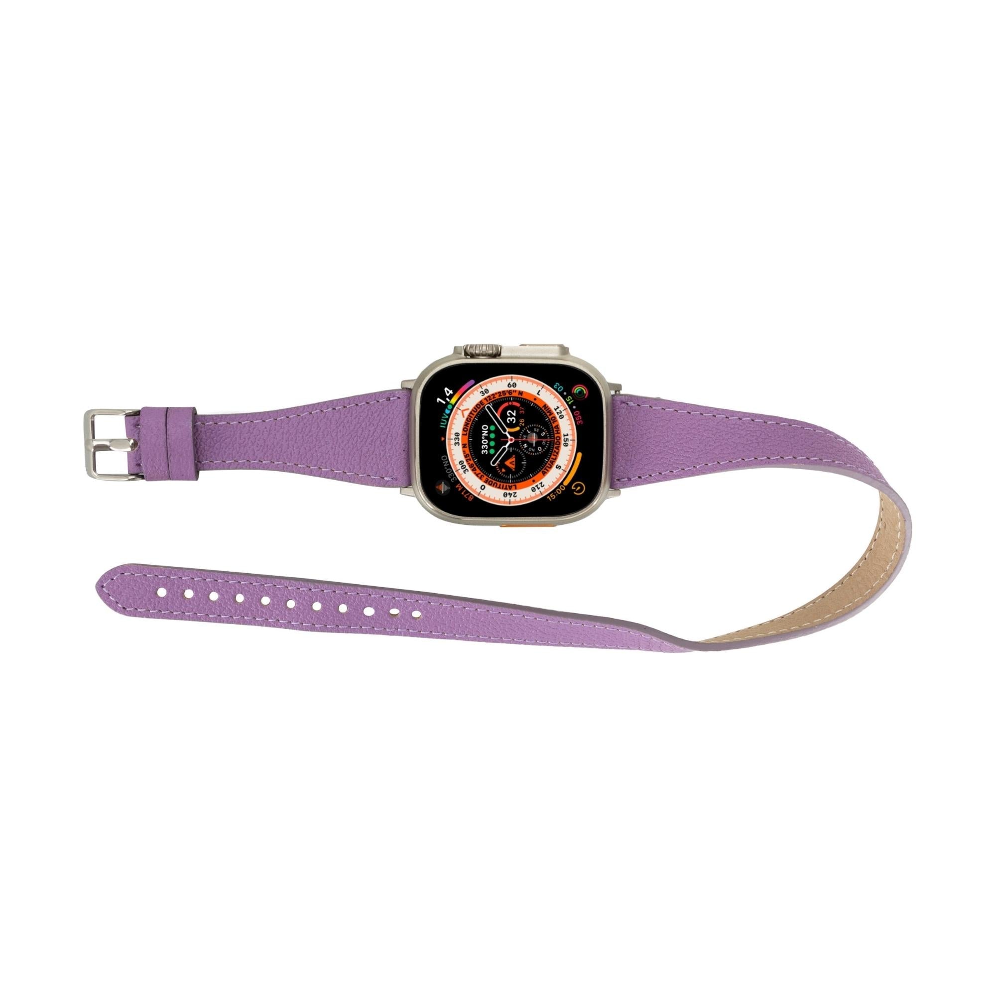 vail double tour leather bands for apple watch 9, ultra 2 and se - toronata - 