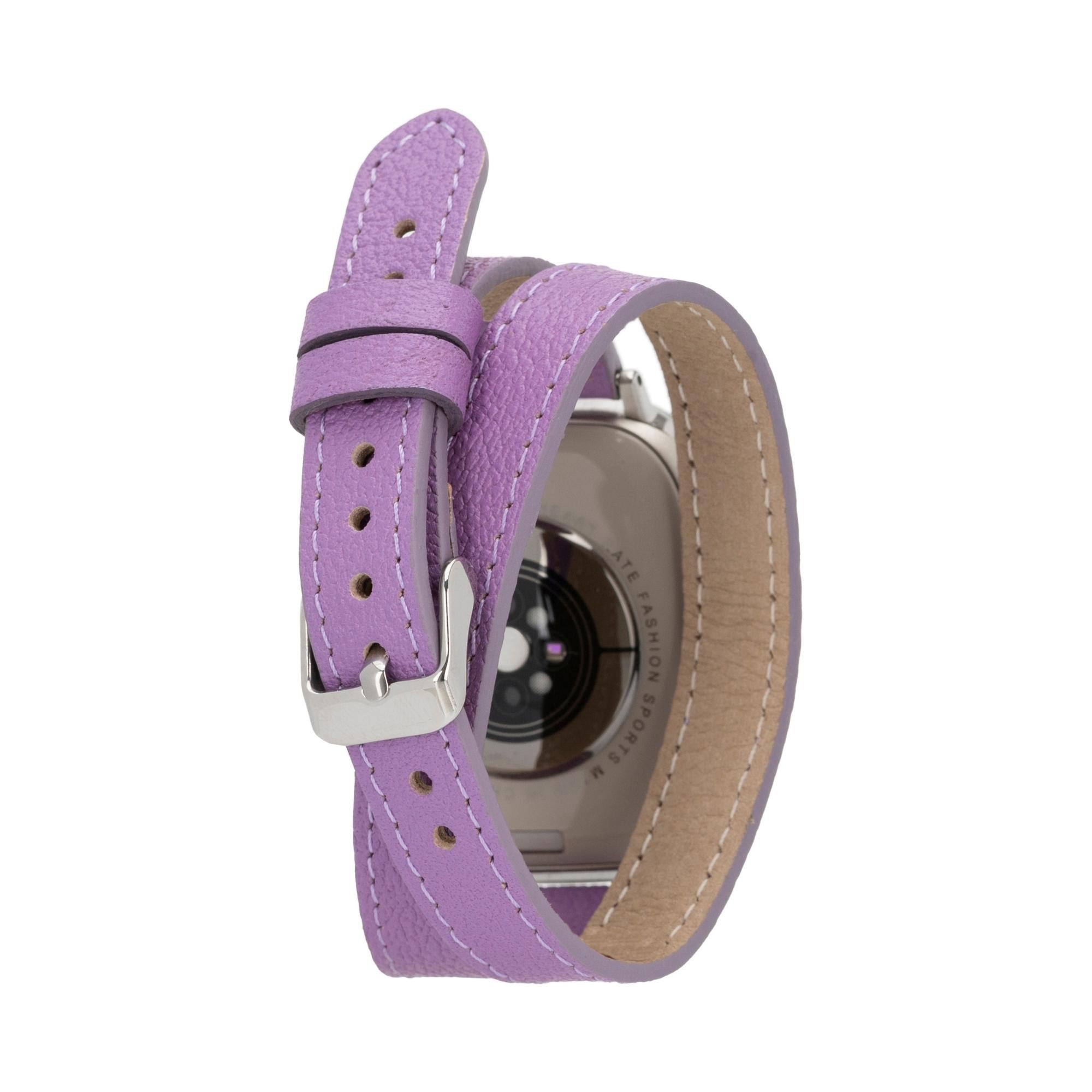 vail double tour leather bands for apple watch 9, ultra 2 and se - toronata - 