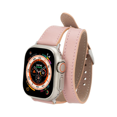 vail double tour leather bands for apple watch 9, ultra 2 and se - toronata - 